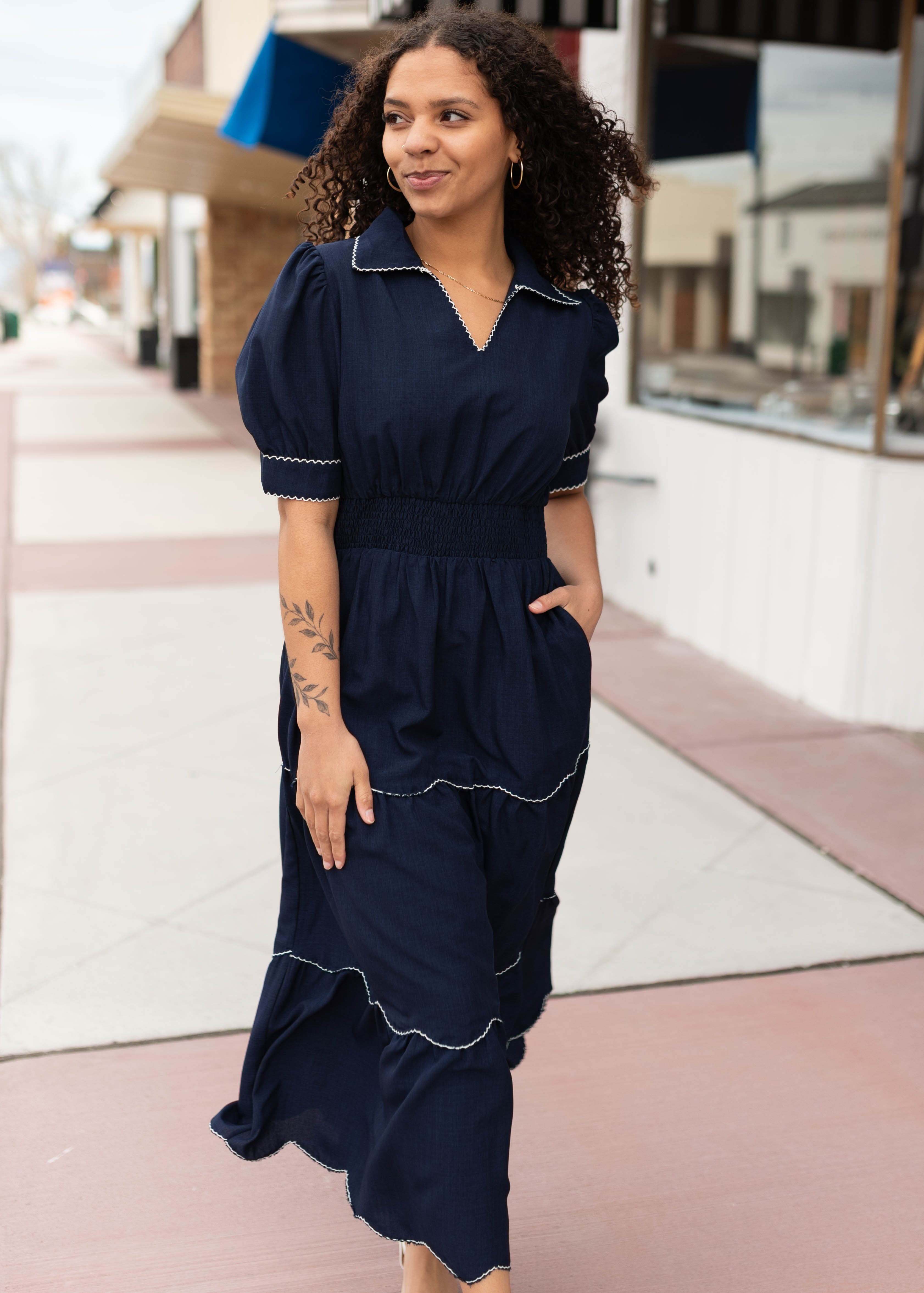 Kylee Navy Tiered Dress