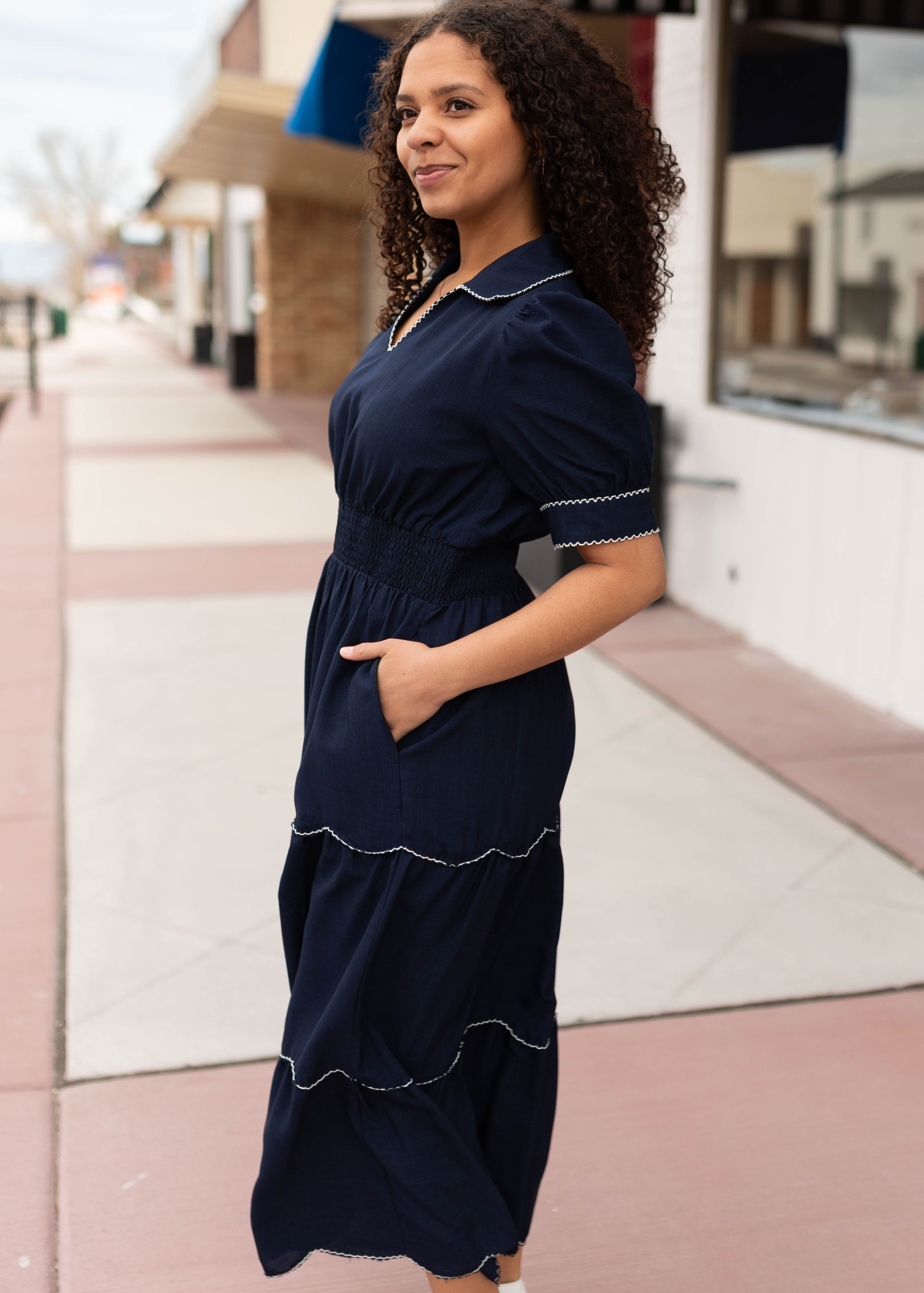 Kylee Navy Tiered Dress