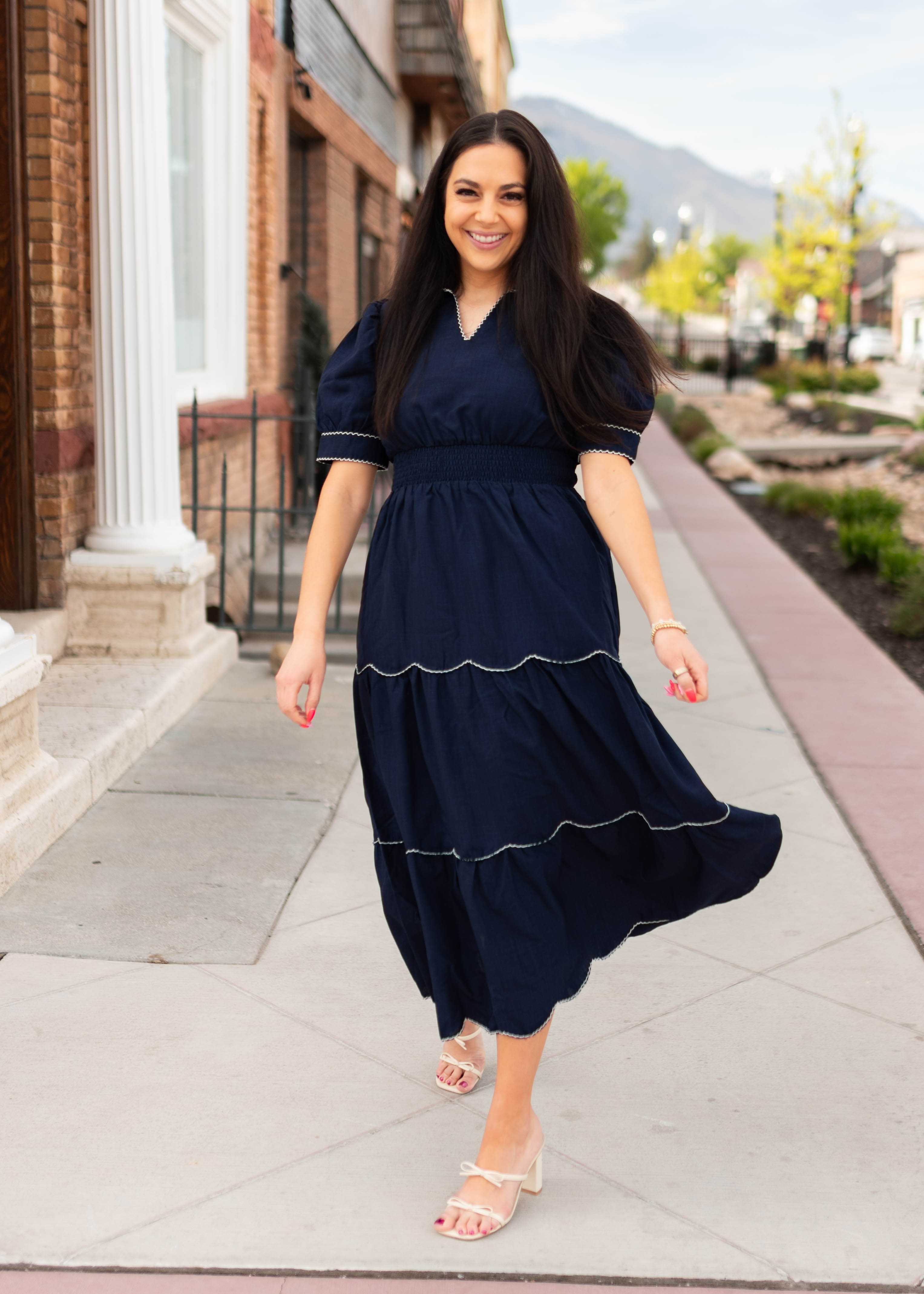 Kylee Navy Tiered Dress