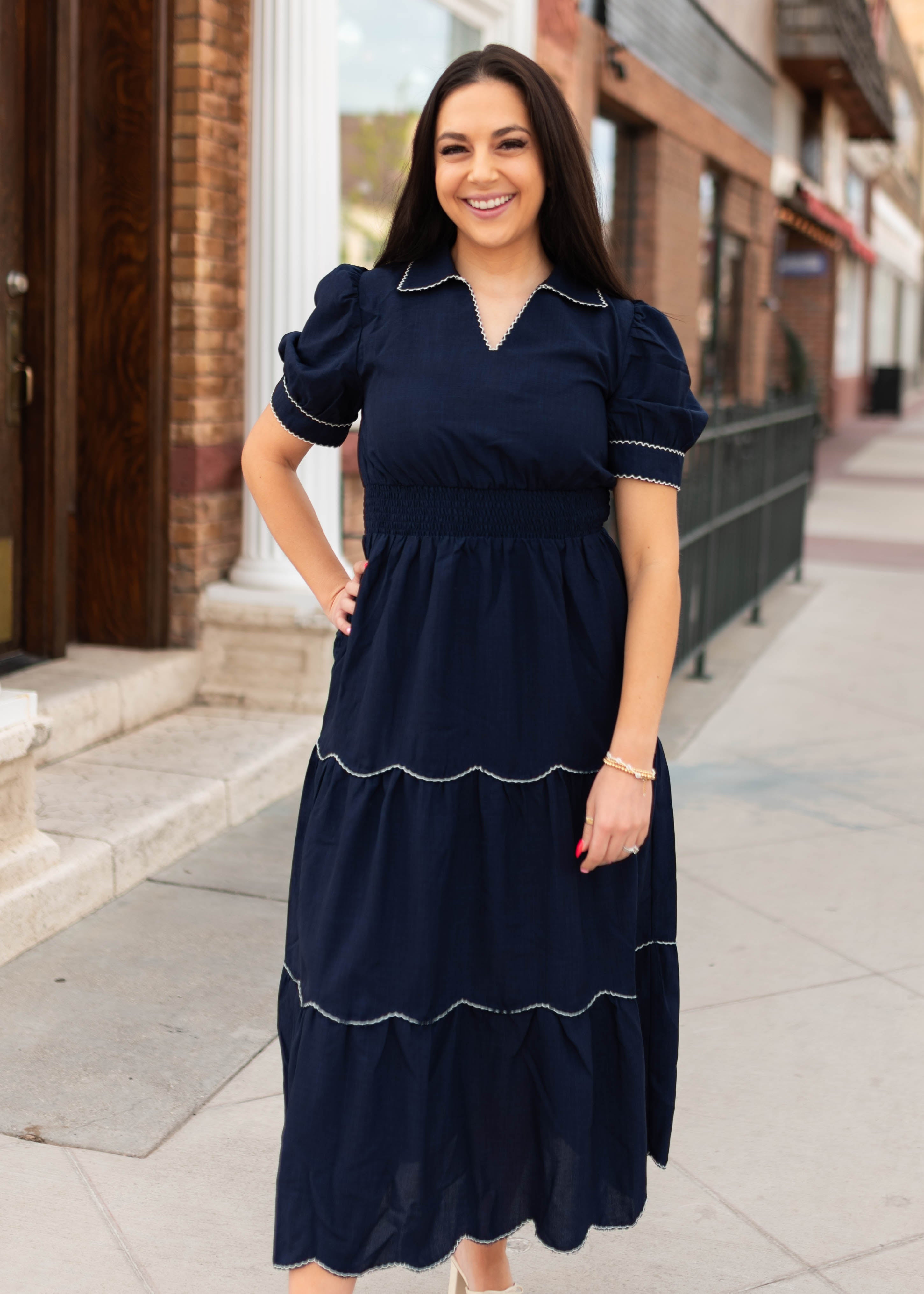Kylee Navy Tiered Dress