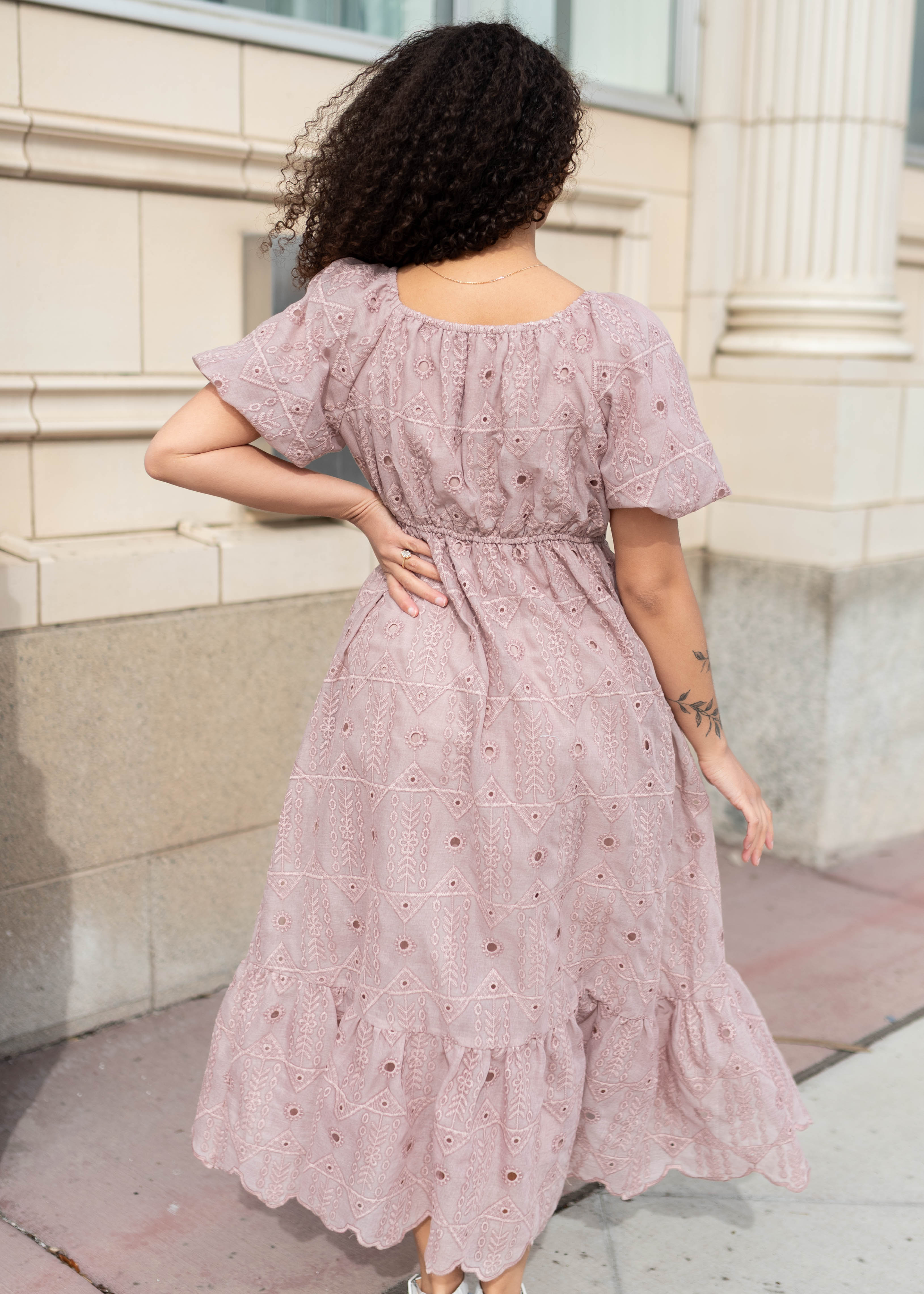 Laurel Mauve Eyelet Dress