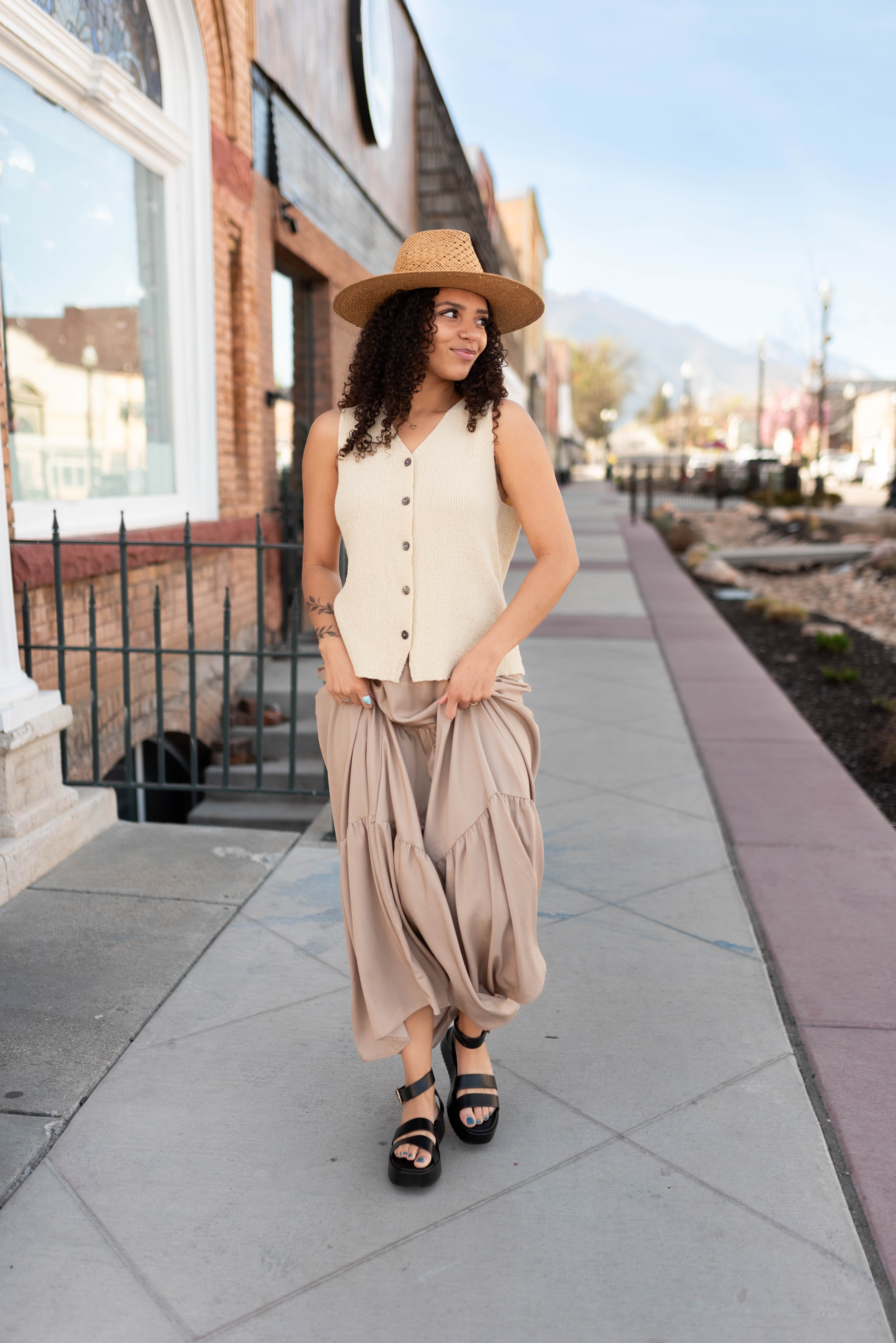 Lauryn Oatmeal Button Up Vest