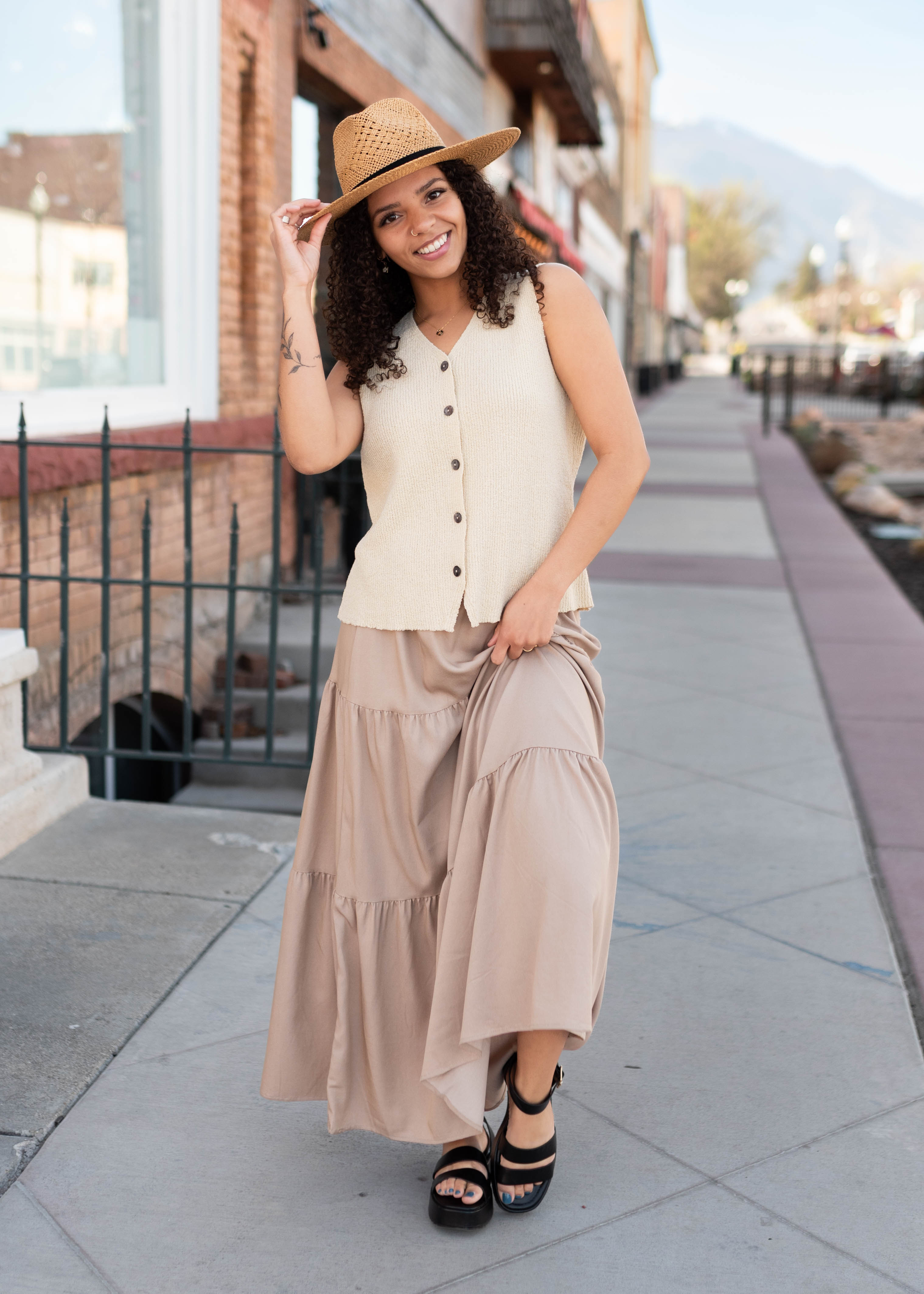 Lauryn Oatmeal Button Up Vest