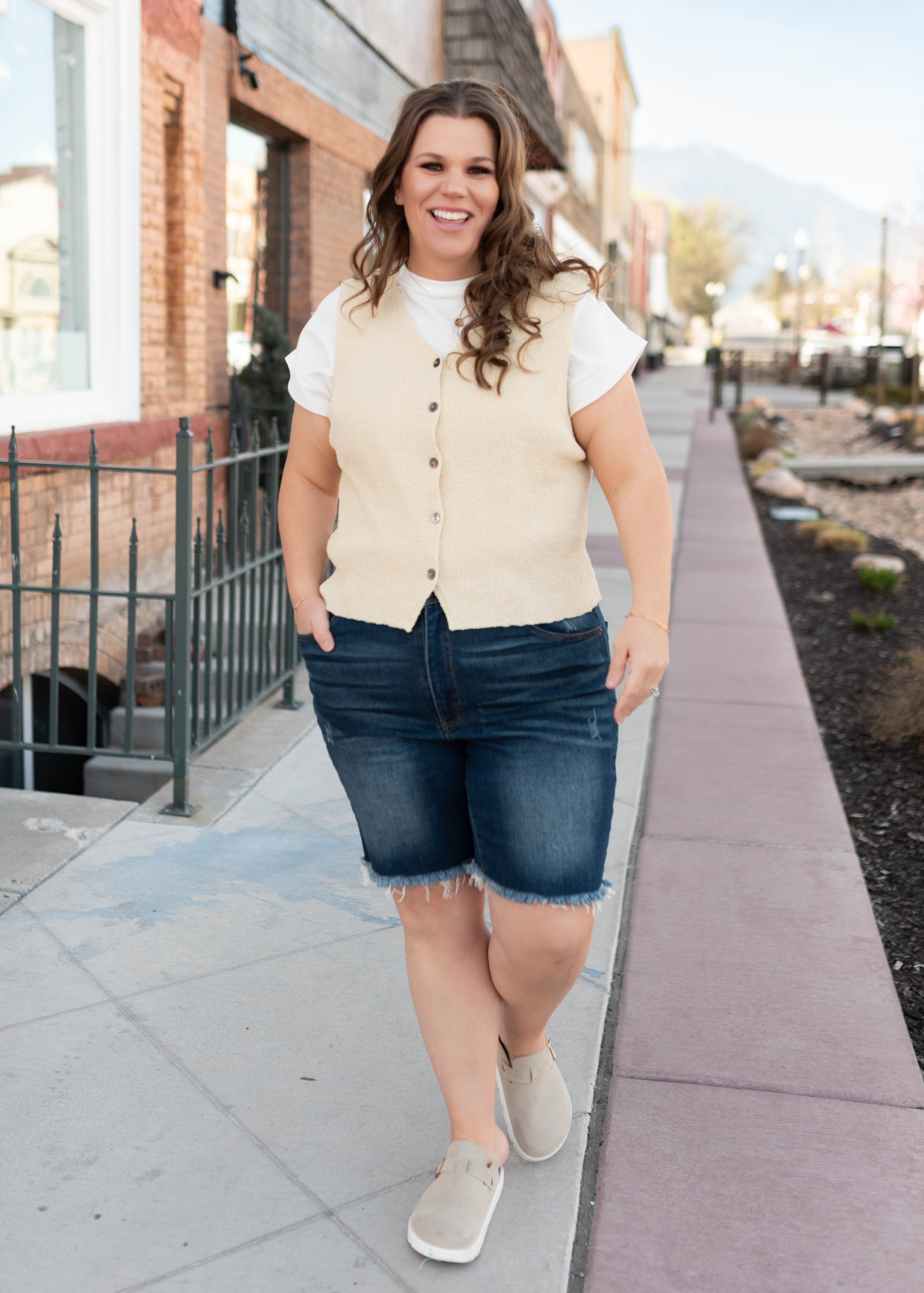 Lauryn Oatmeal Button Up Vest