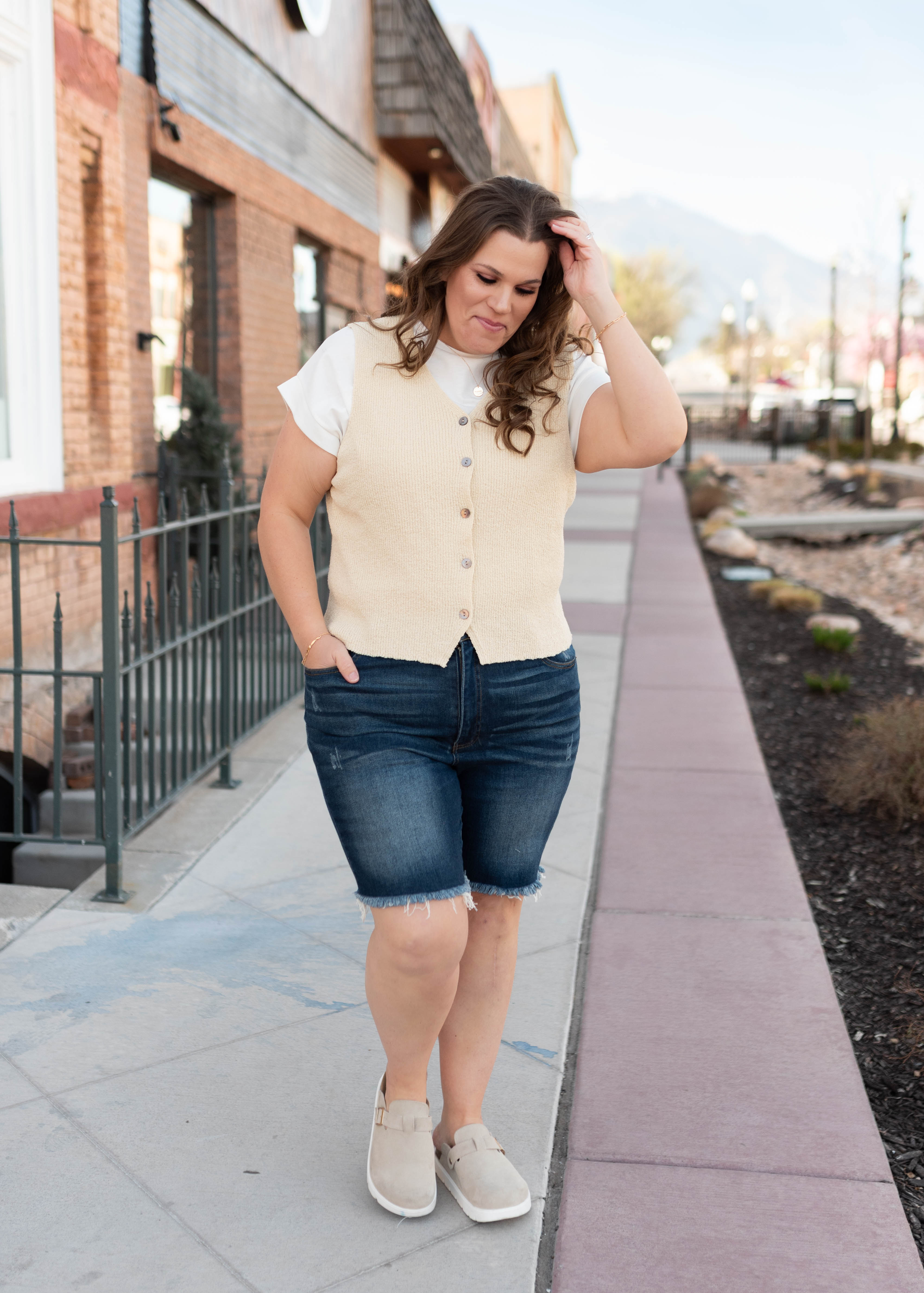 Lauryn Oatmeal Button Up Vest