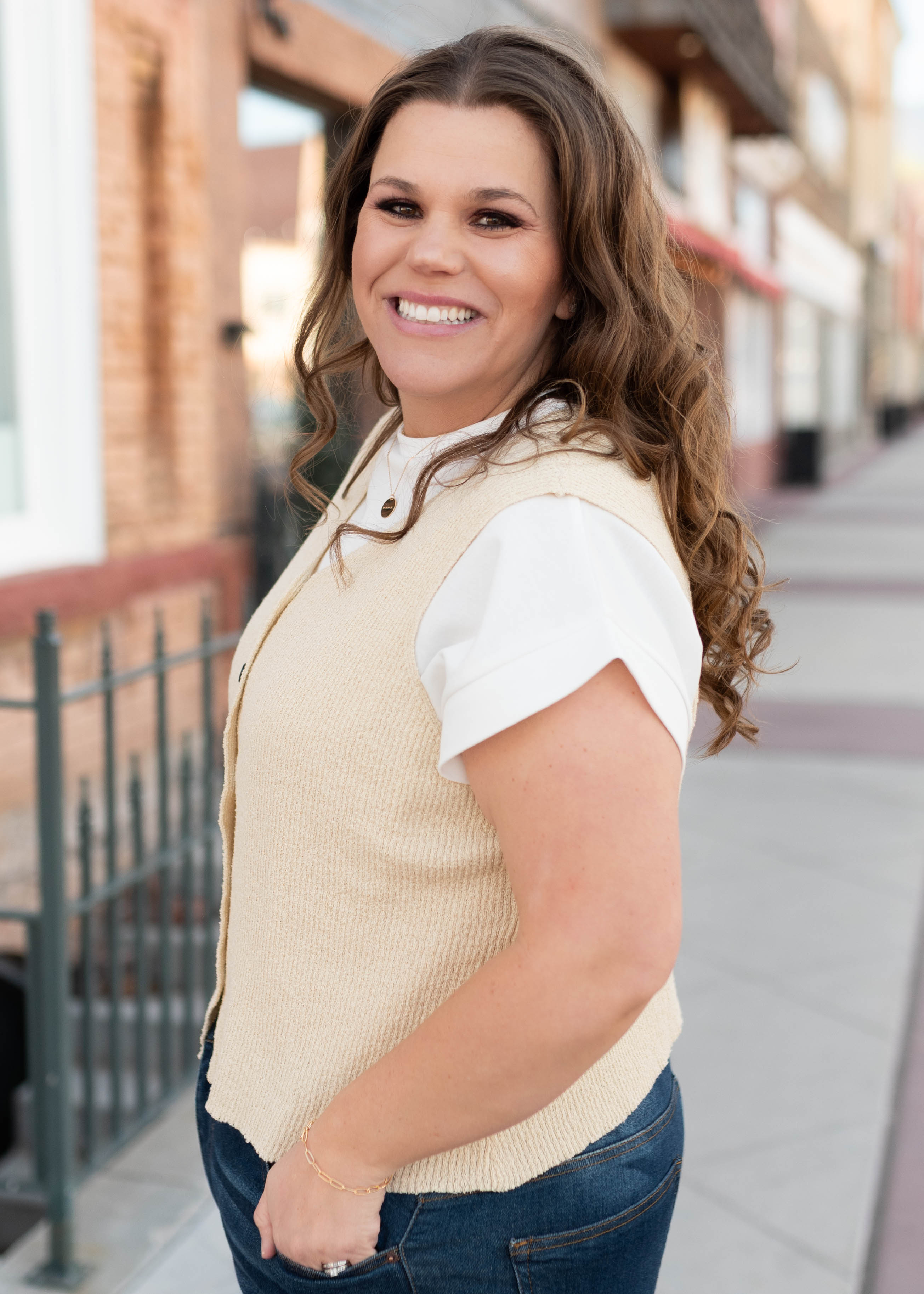 Lauryn Oatmeal Button Up Vest