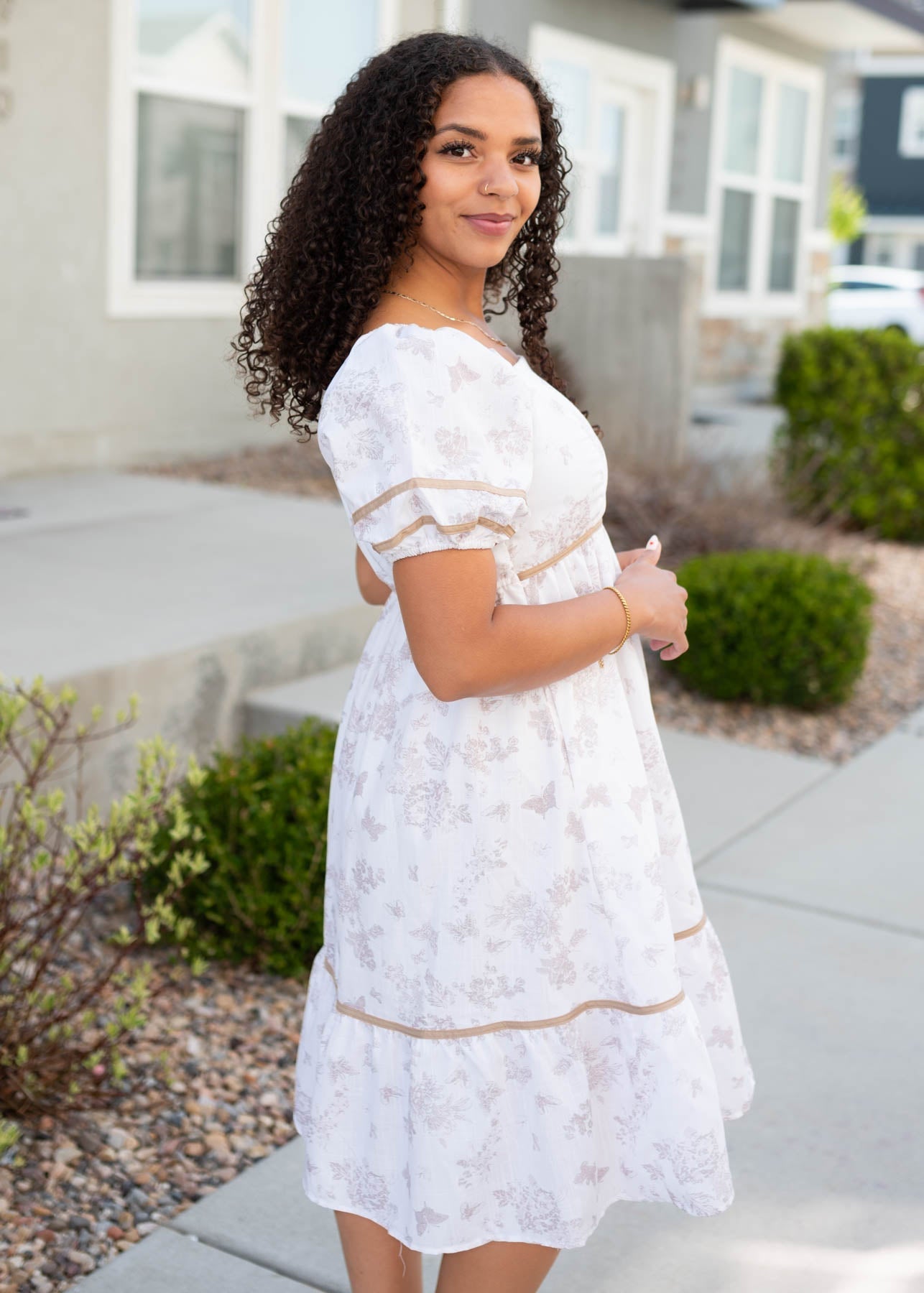 Layla Natural Floral Dress