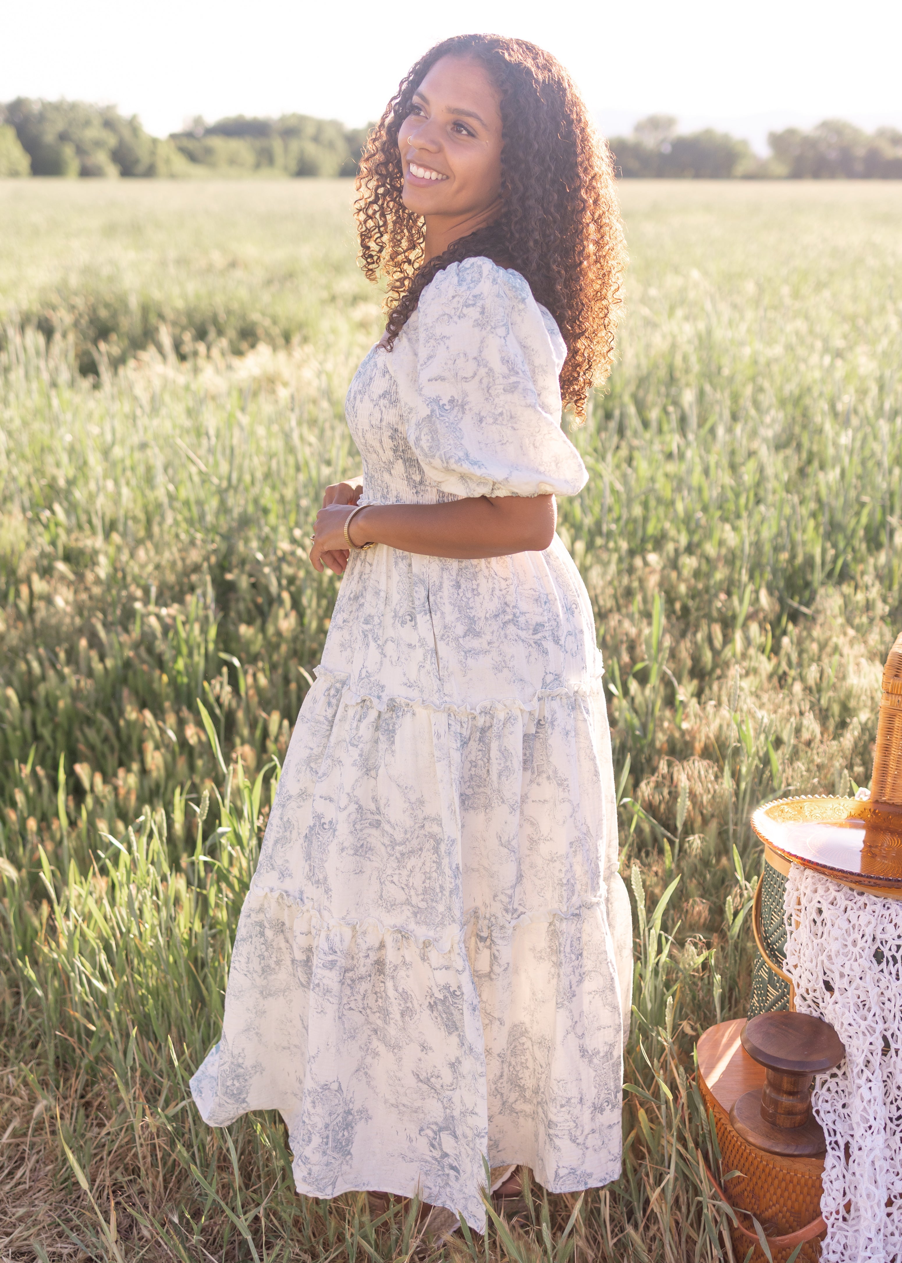 Lea Blue Patterned Dress
