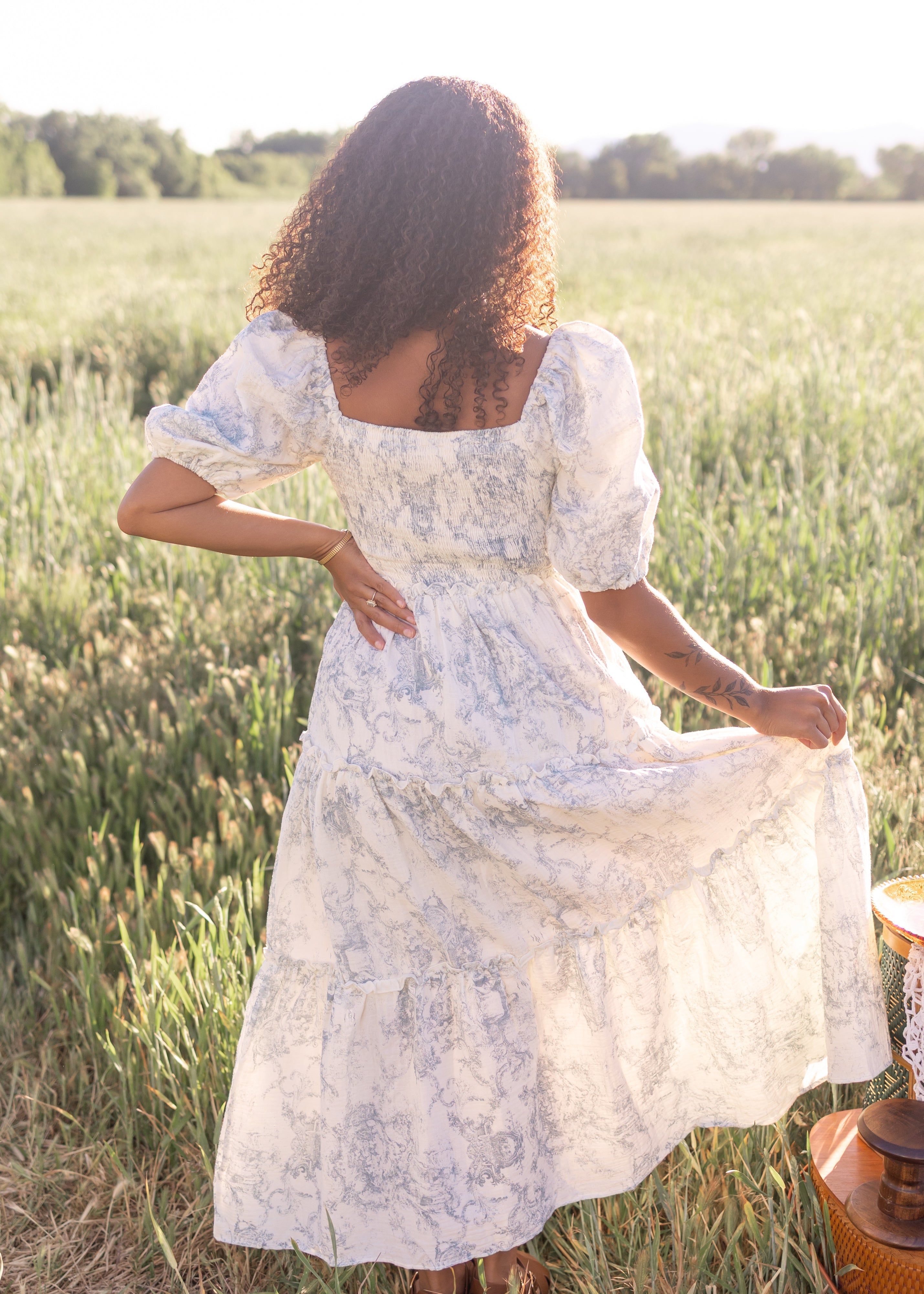 Lea Blue Patterned Dress