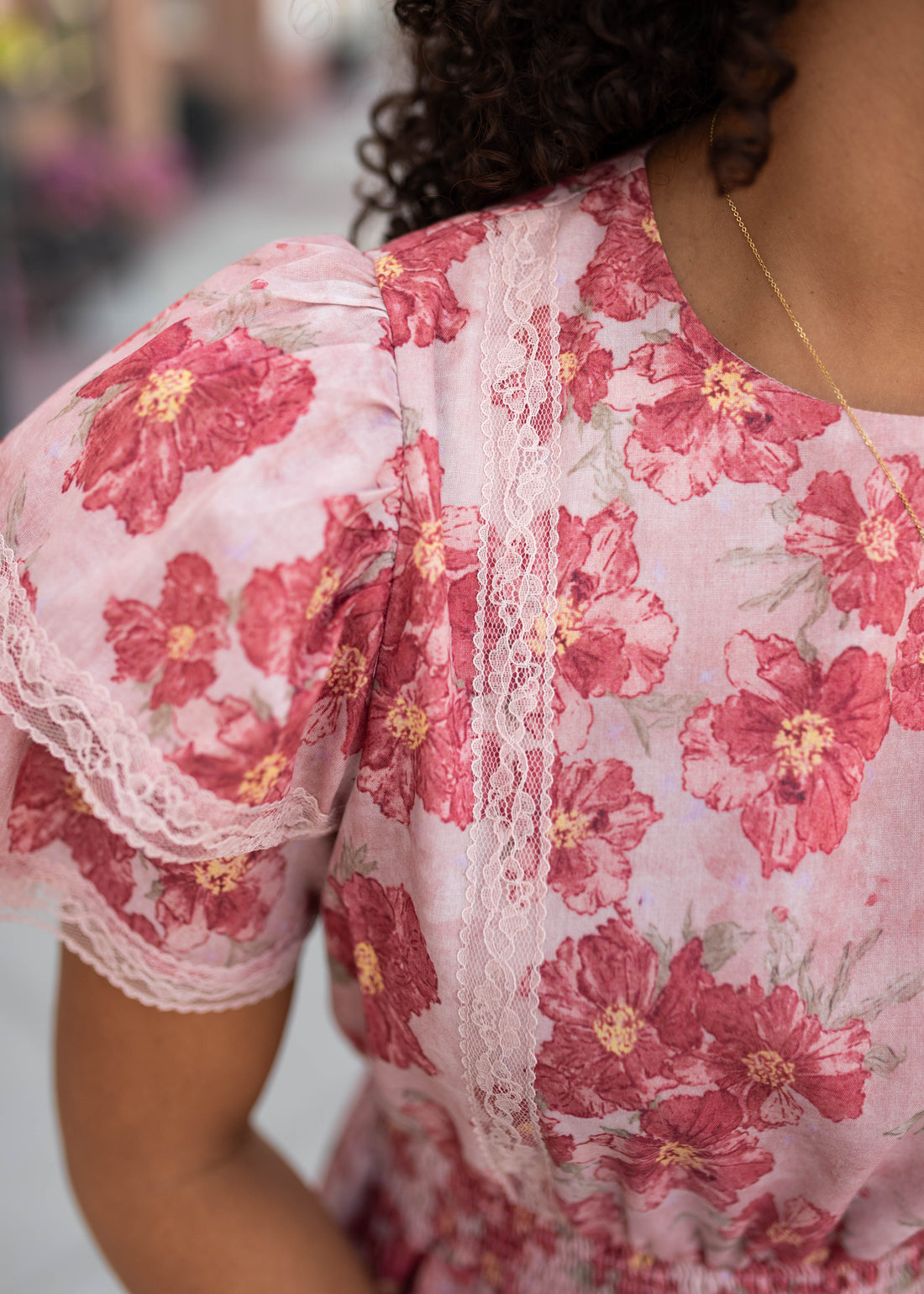 Lena & Lou Annette Dusty Pink Floral Tiered Dress