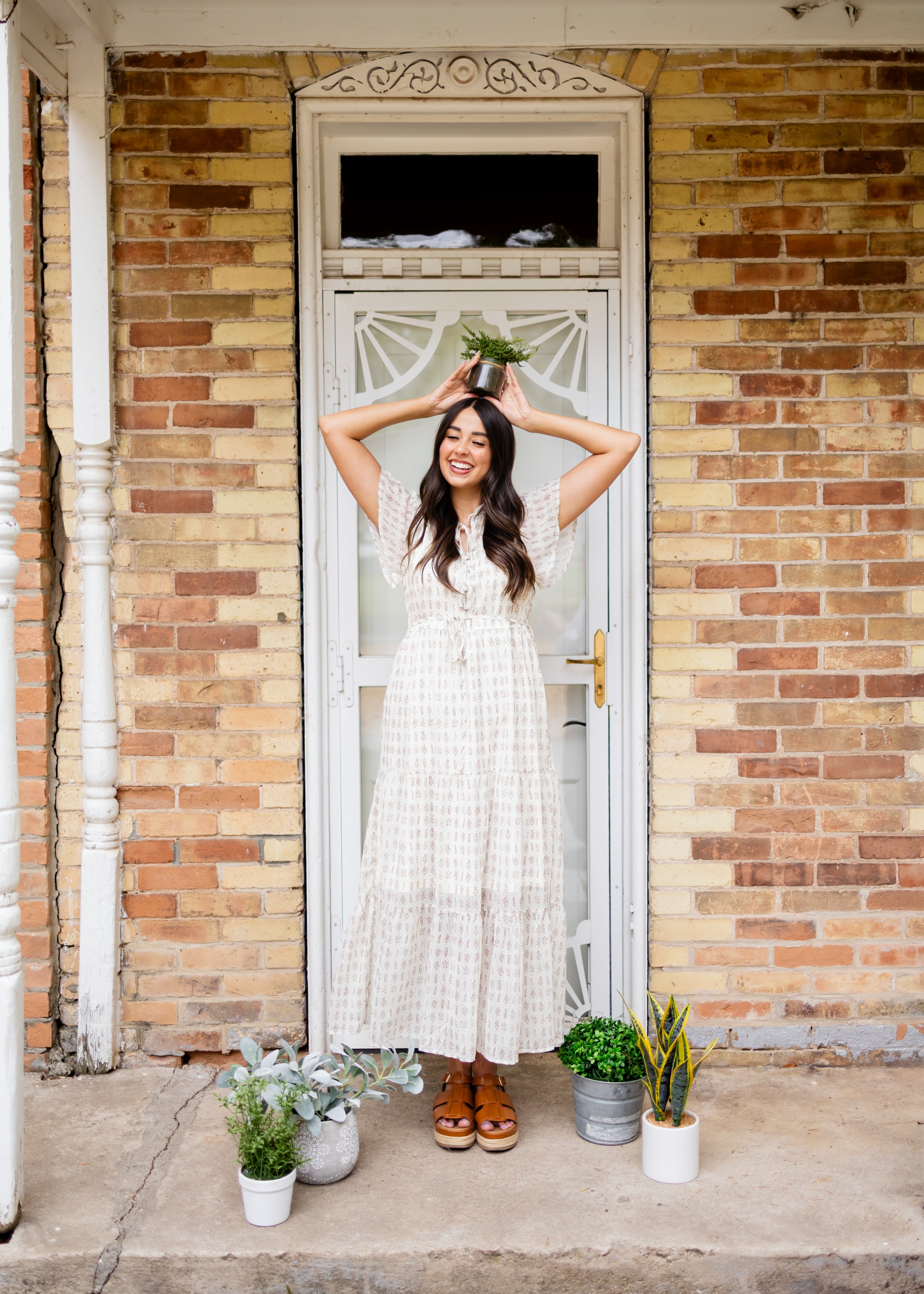 Lena & Lou Morgan Cream Patterned Dress