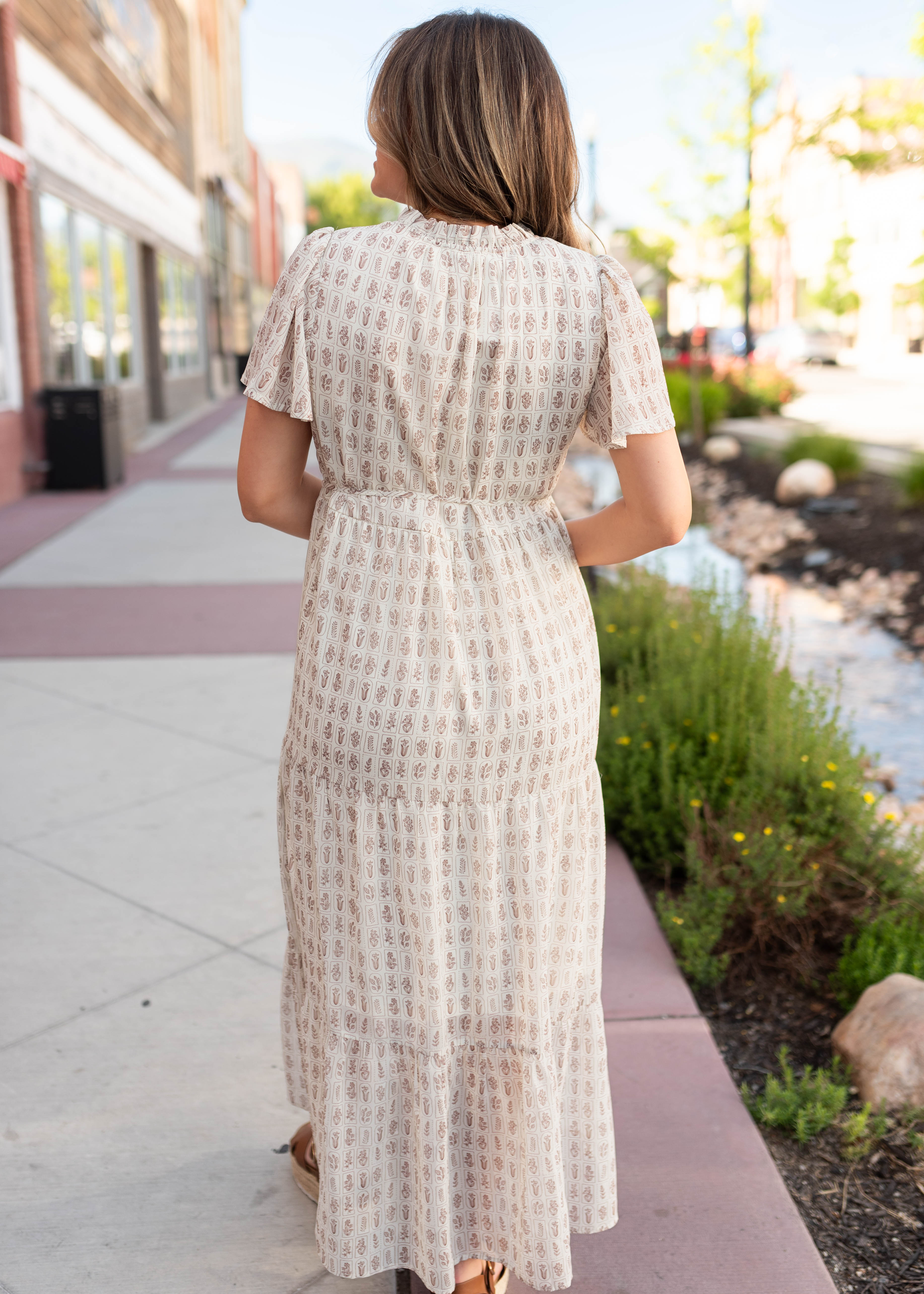 Lena & Lou Morgan Cream Patterned Dress