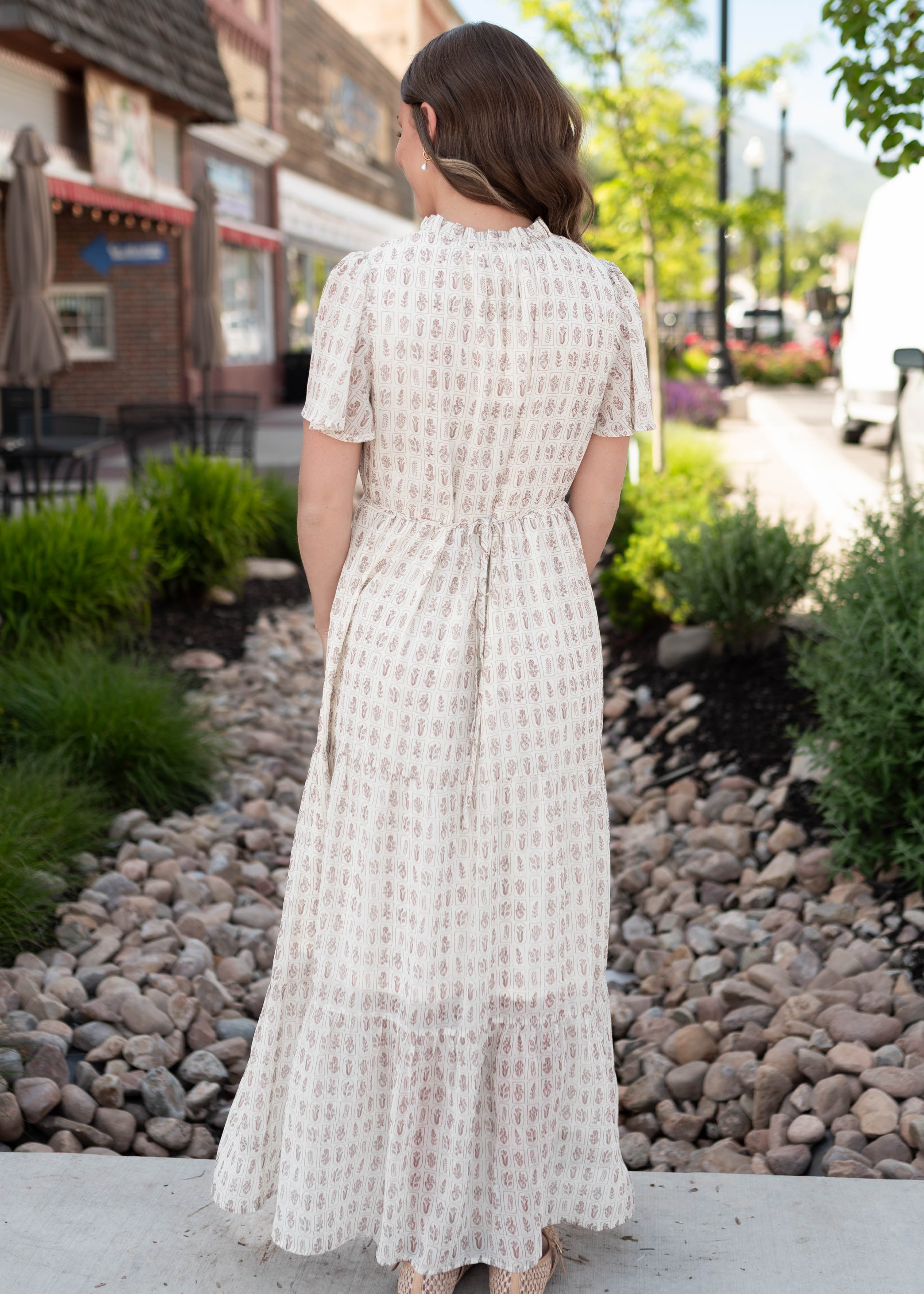 Lena & Lou Morgan Cream Patterned Dress