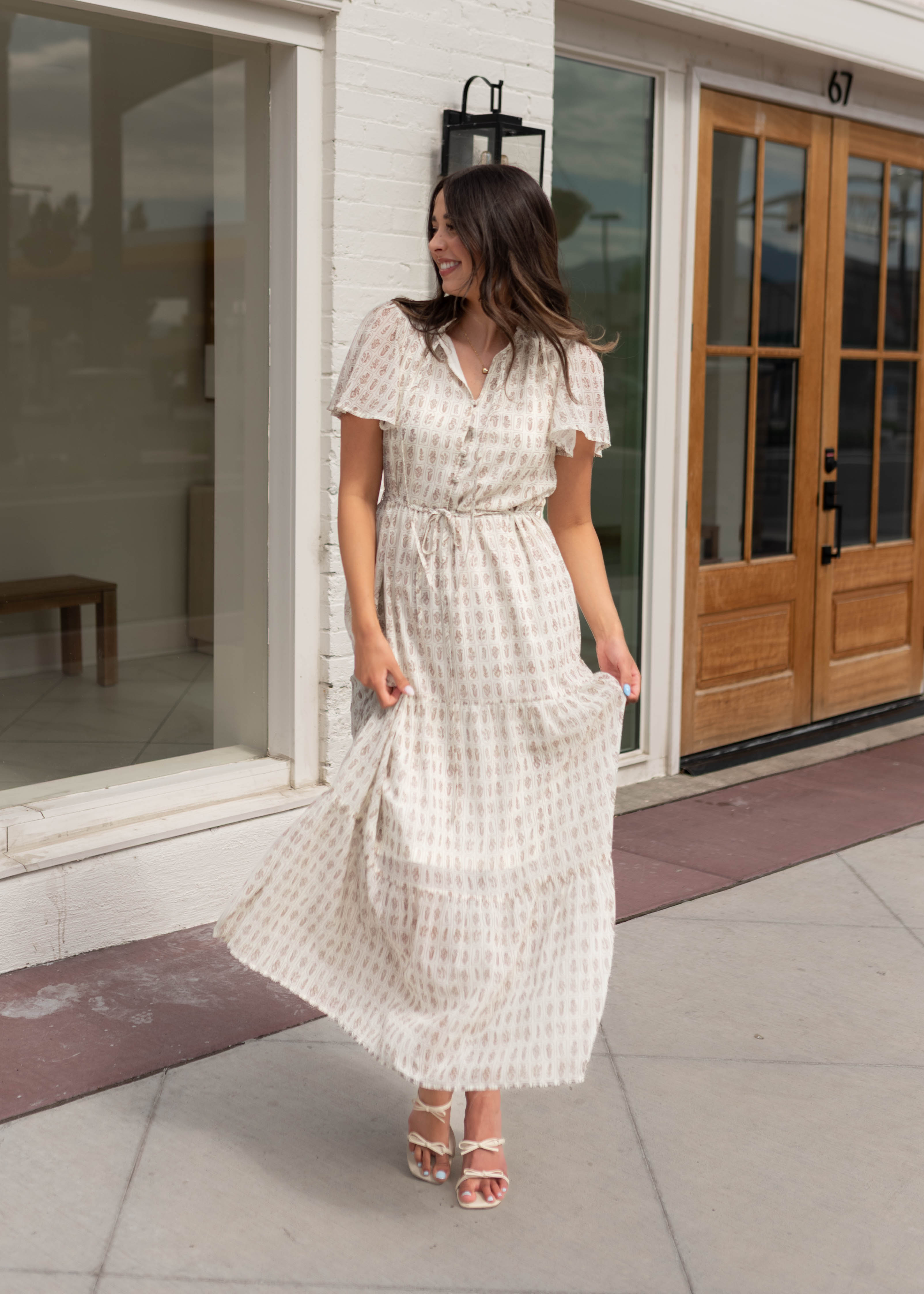 Lena & Lou Morgan Cream Patterned Dress