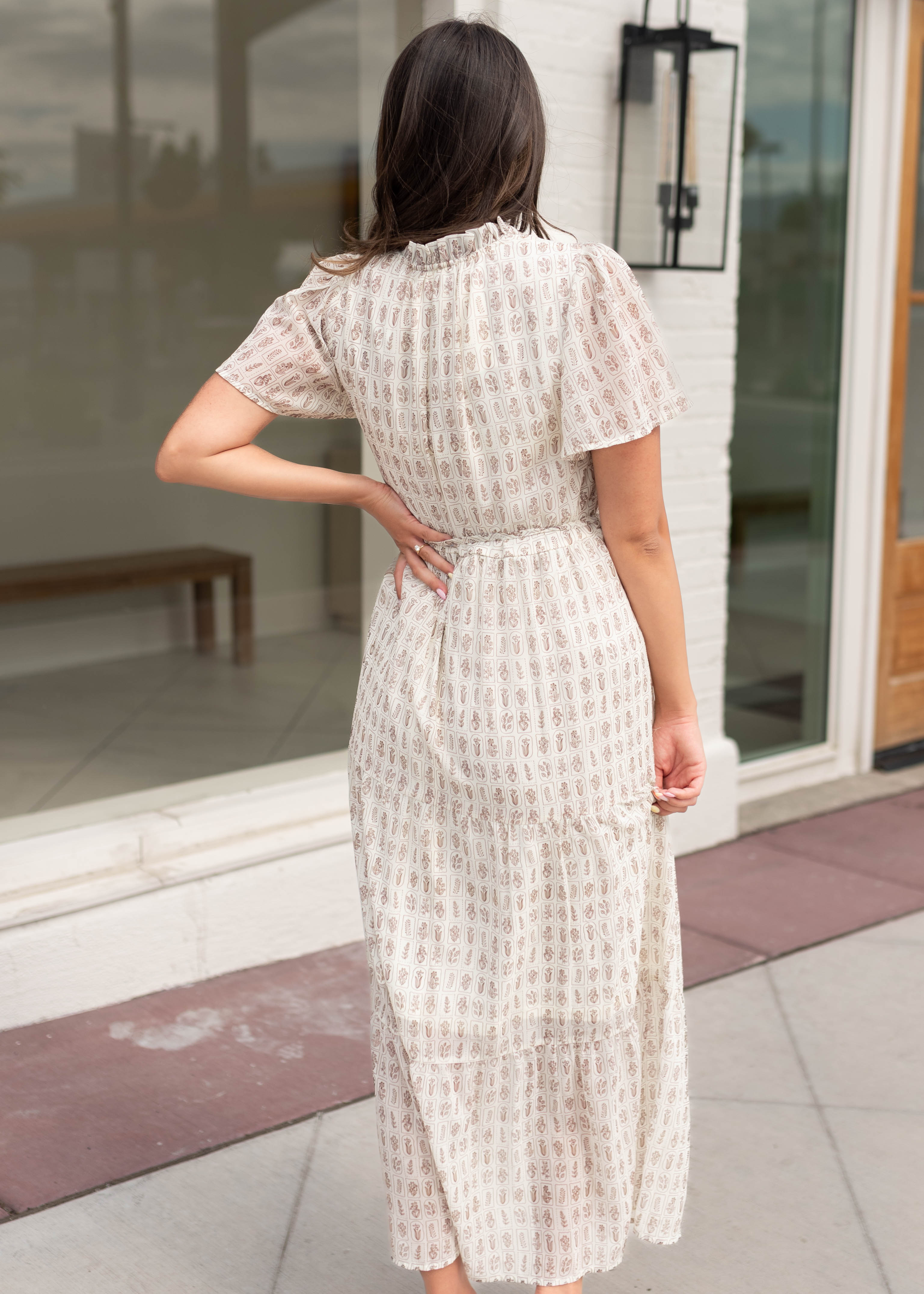 Lena & Lou Morgan Cream Patterned Dress