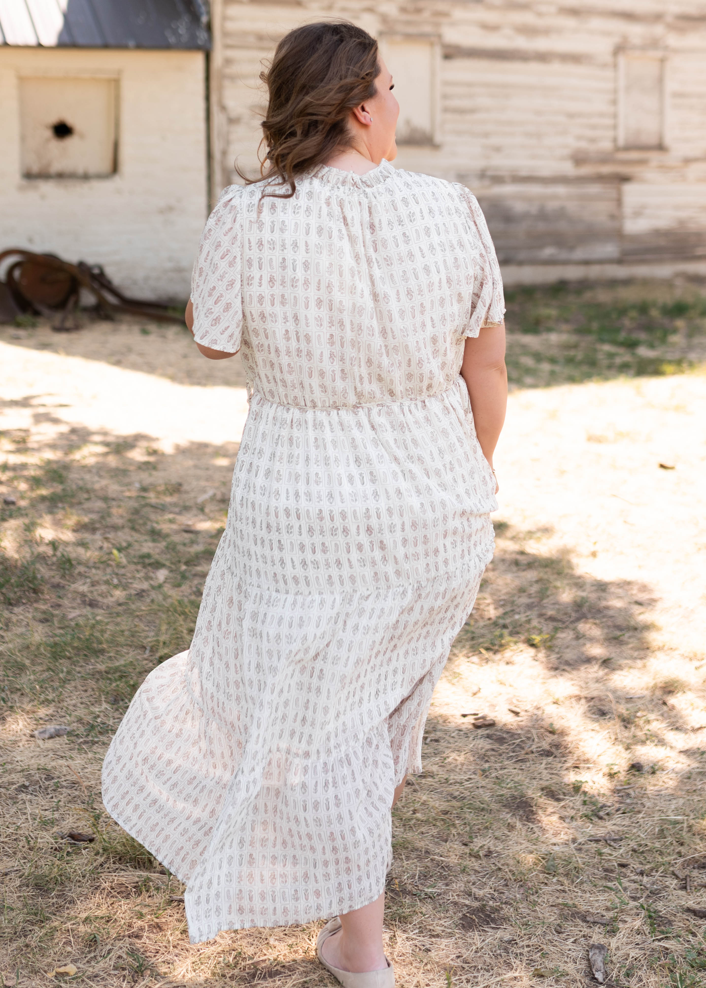 Lena & Lou Morgan Cream Patterned Dress
