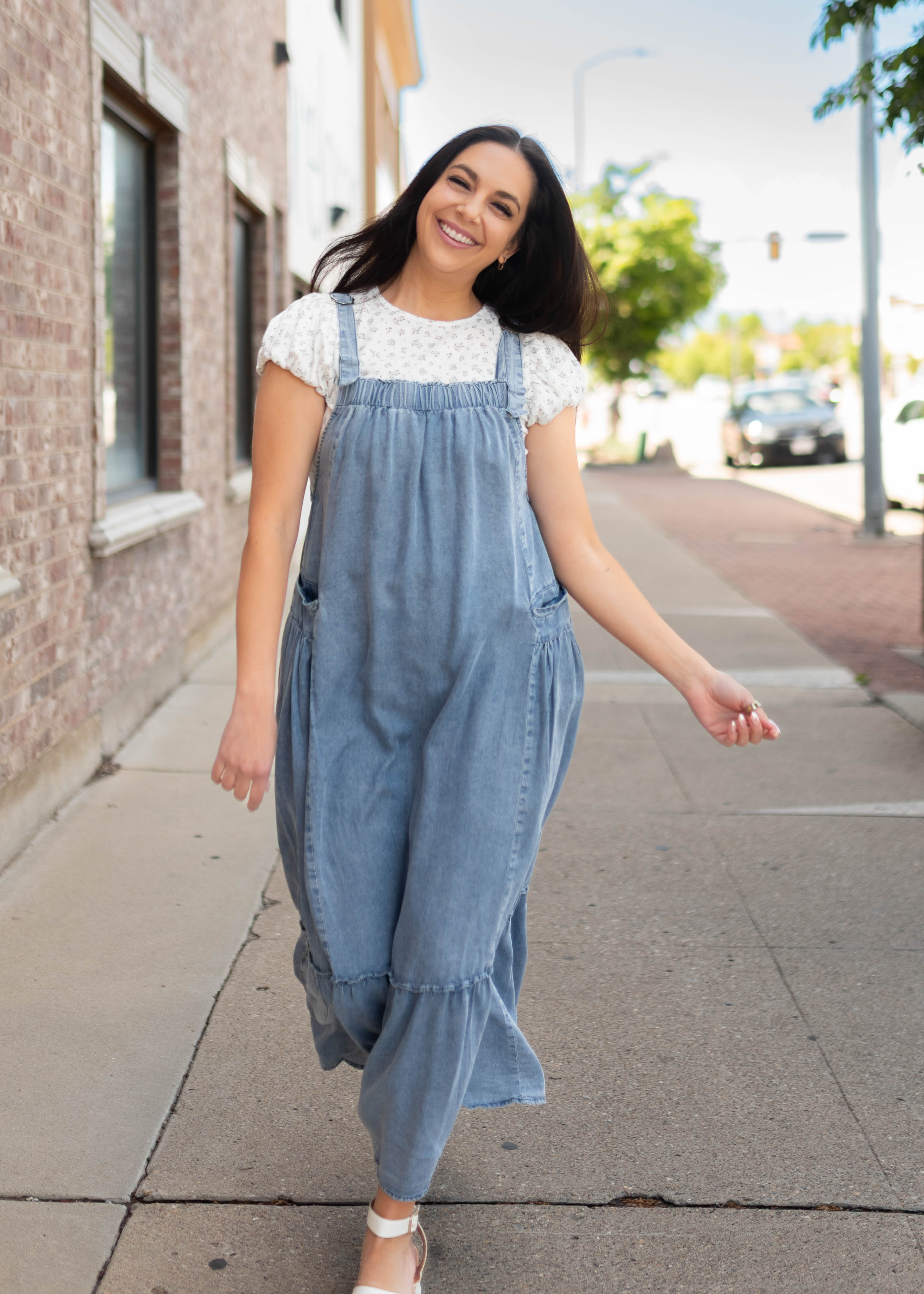 Lila Dark Denim Jumper Dress