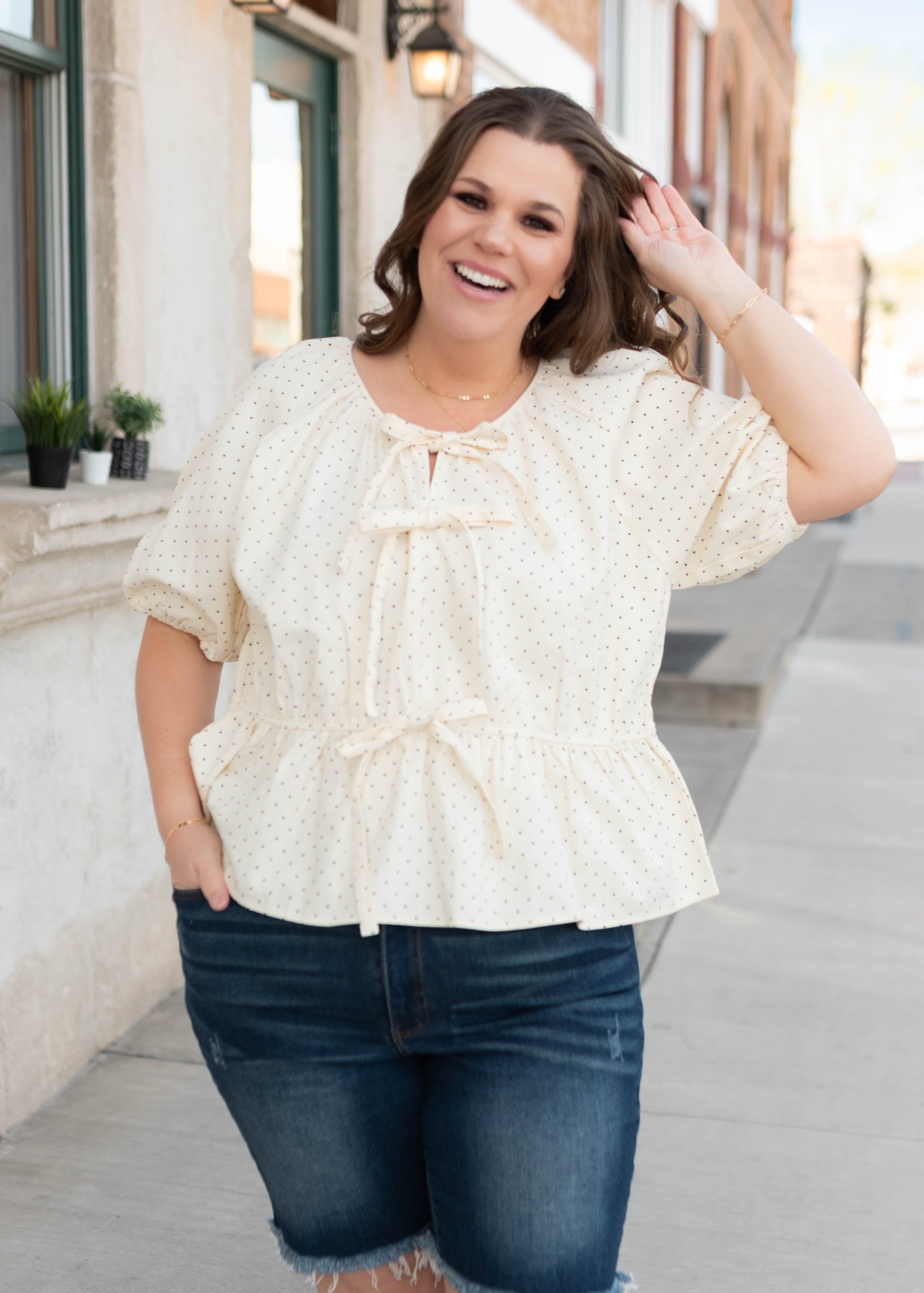 Lilian Cream Polka Dot Blouse