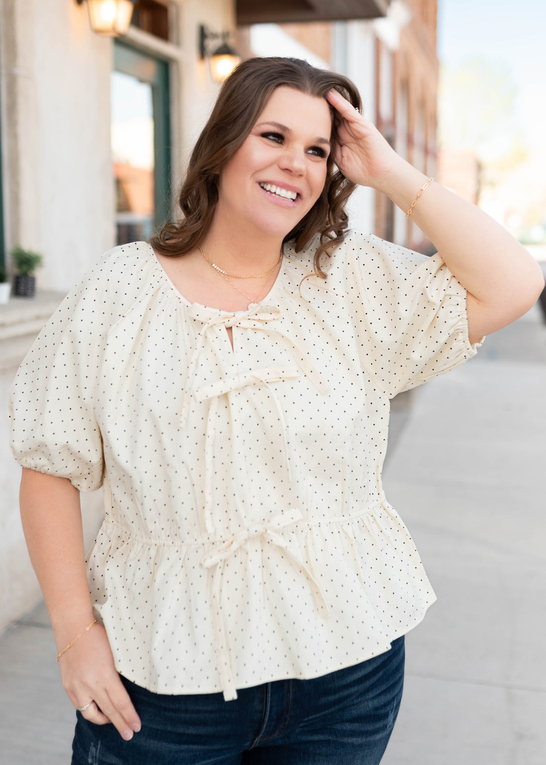 Lilian Cream Polka Dot Blouse