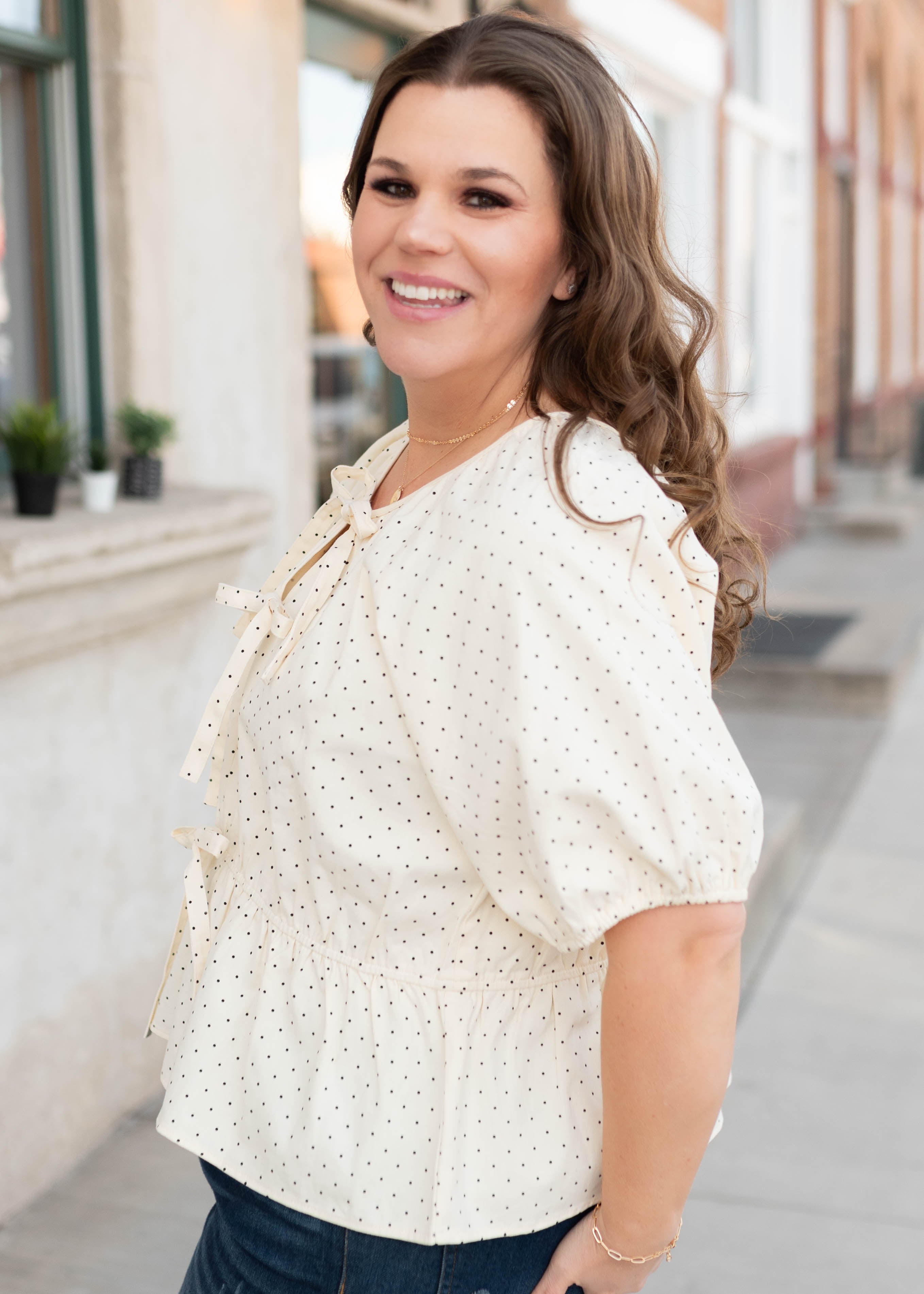 Lilian Cream Polka Dot Blouse