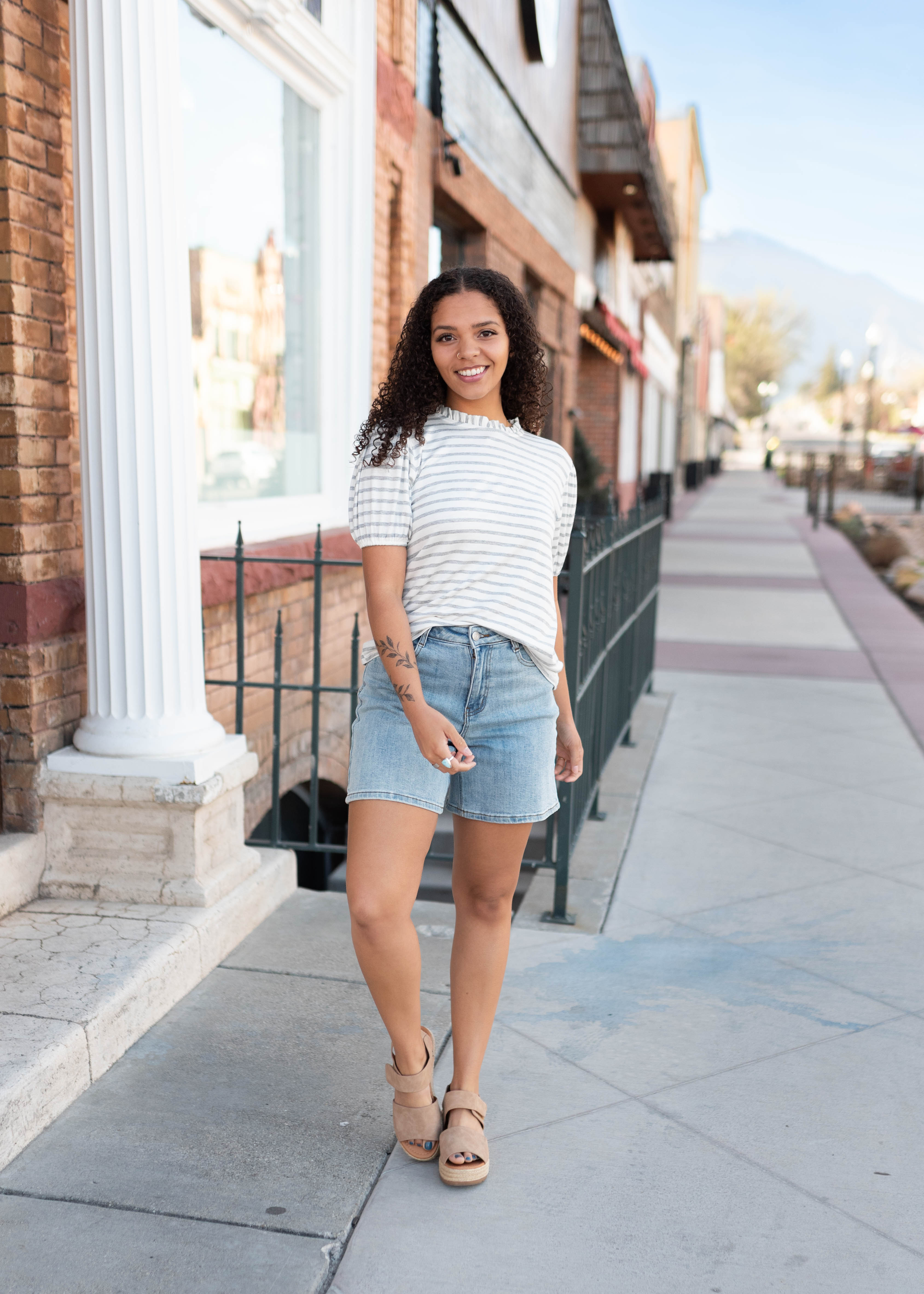 Lily Grey Striped Top
