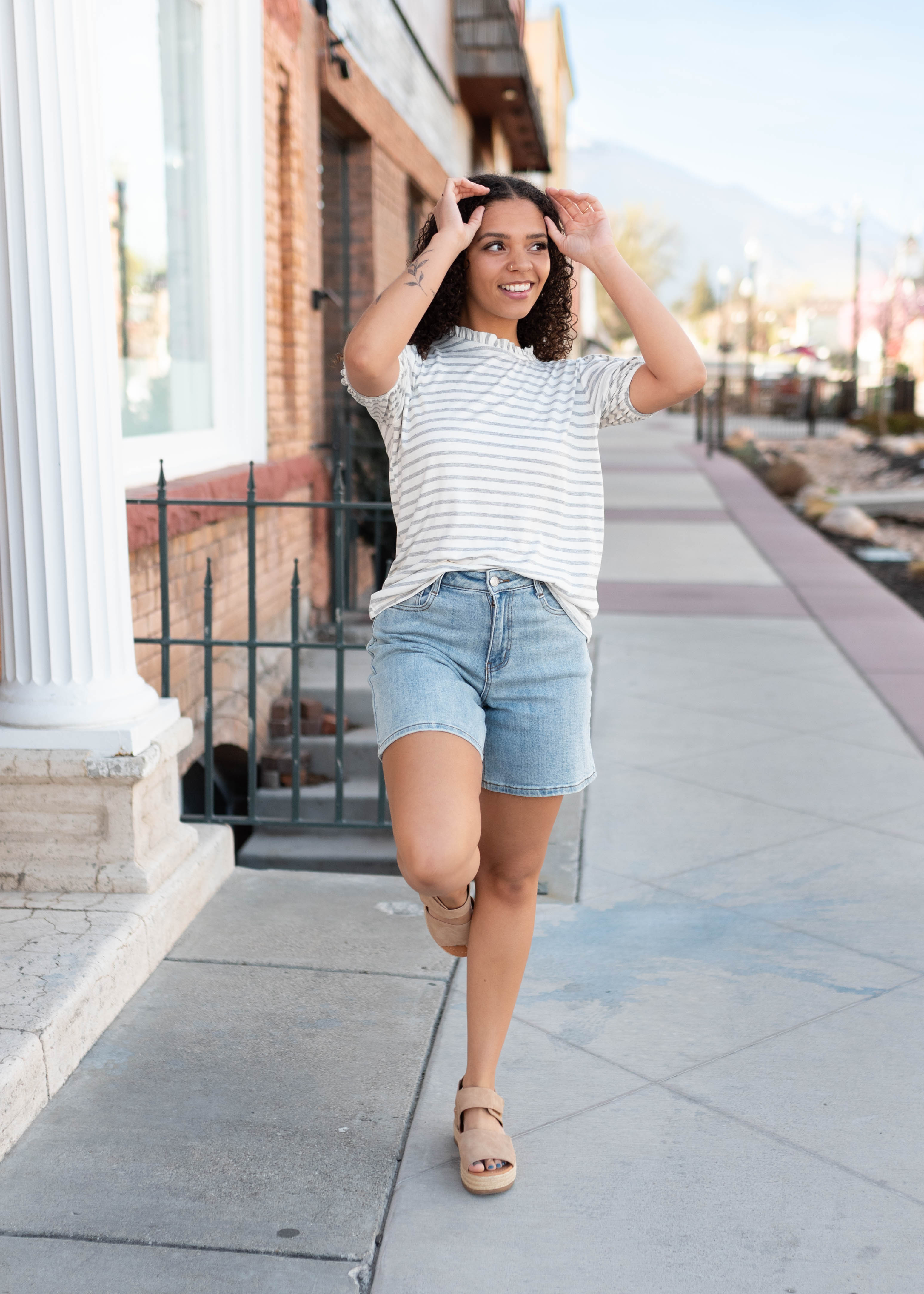 Lily Grey Striped Top