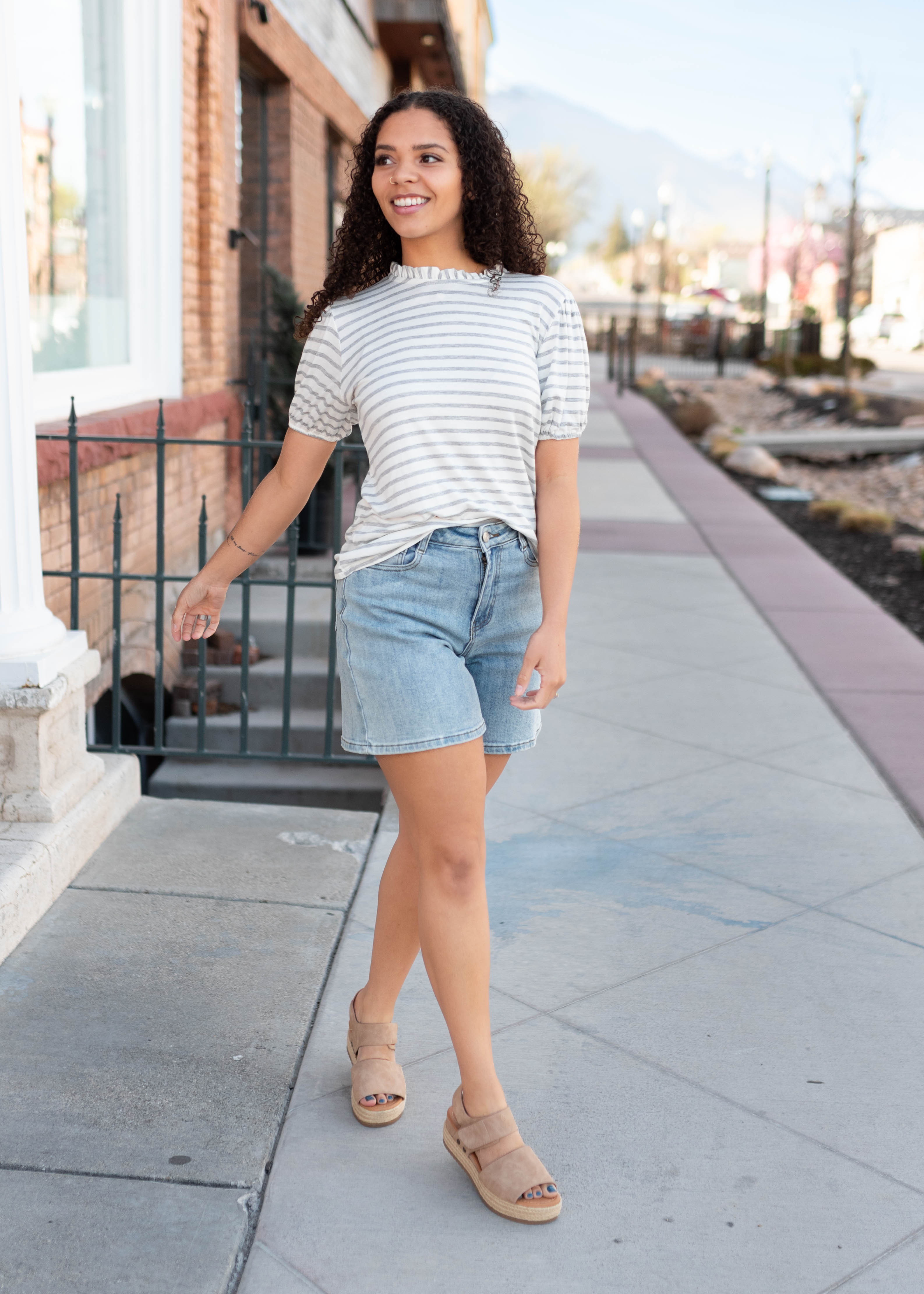 Lily Grey Striped Top