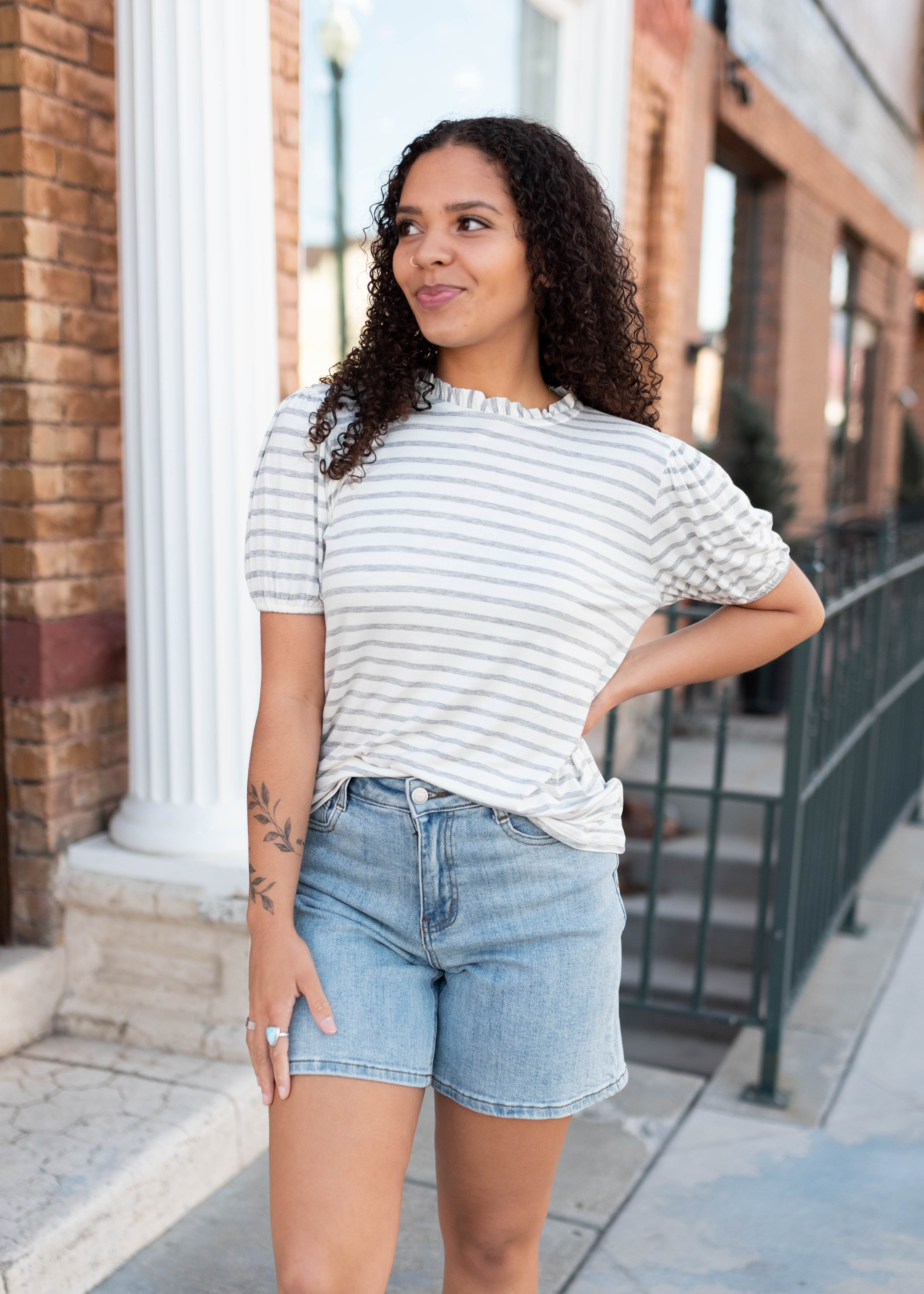 Lily Grey Striped Top