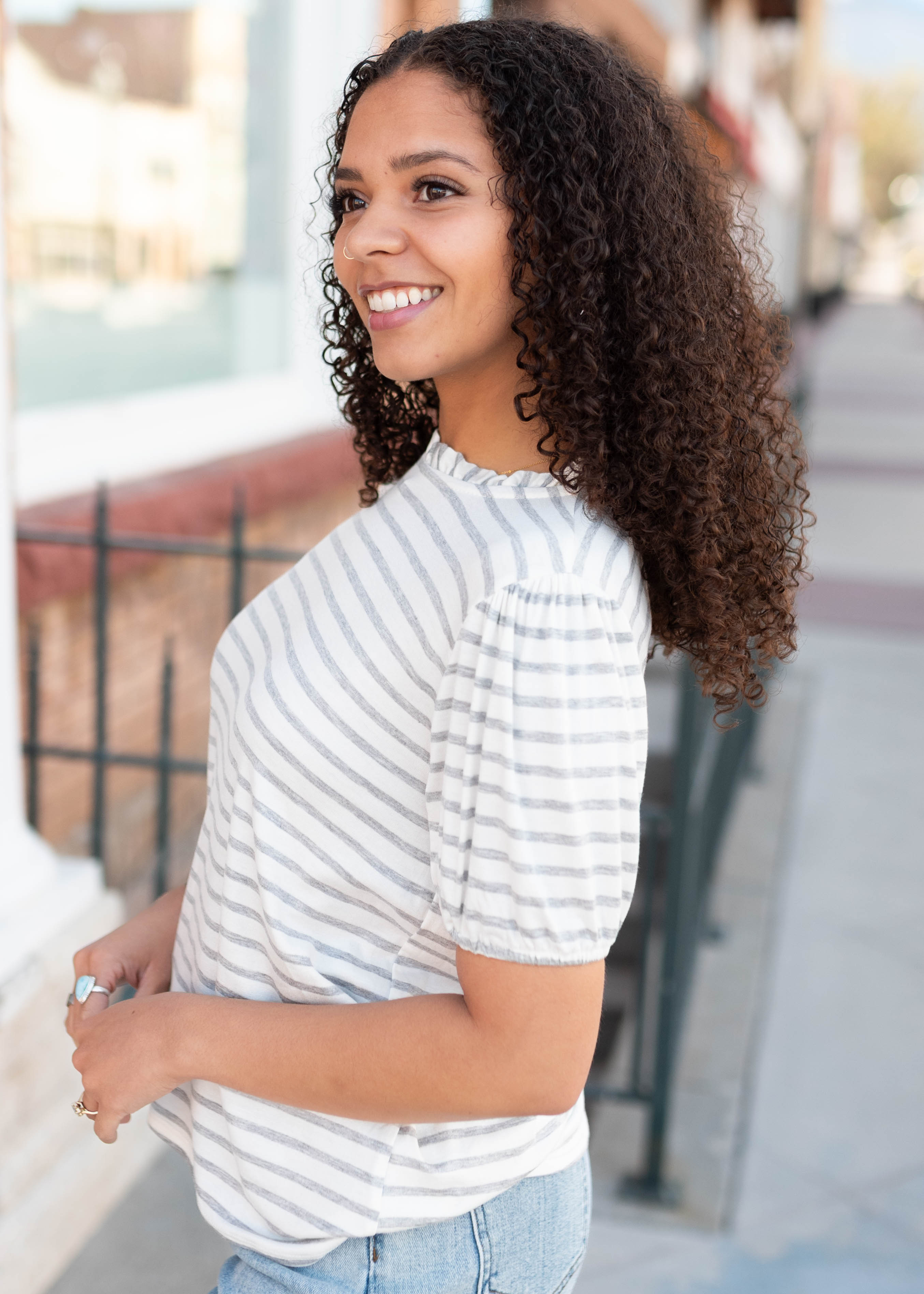 Lily Grey Striped Top