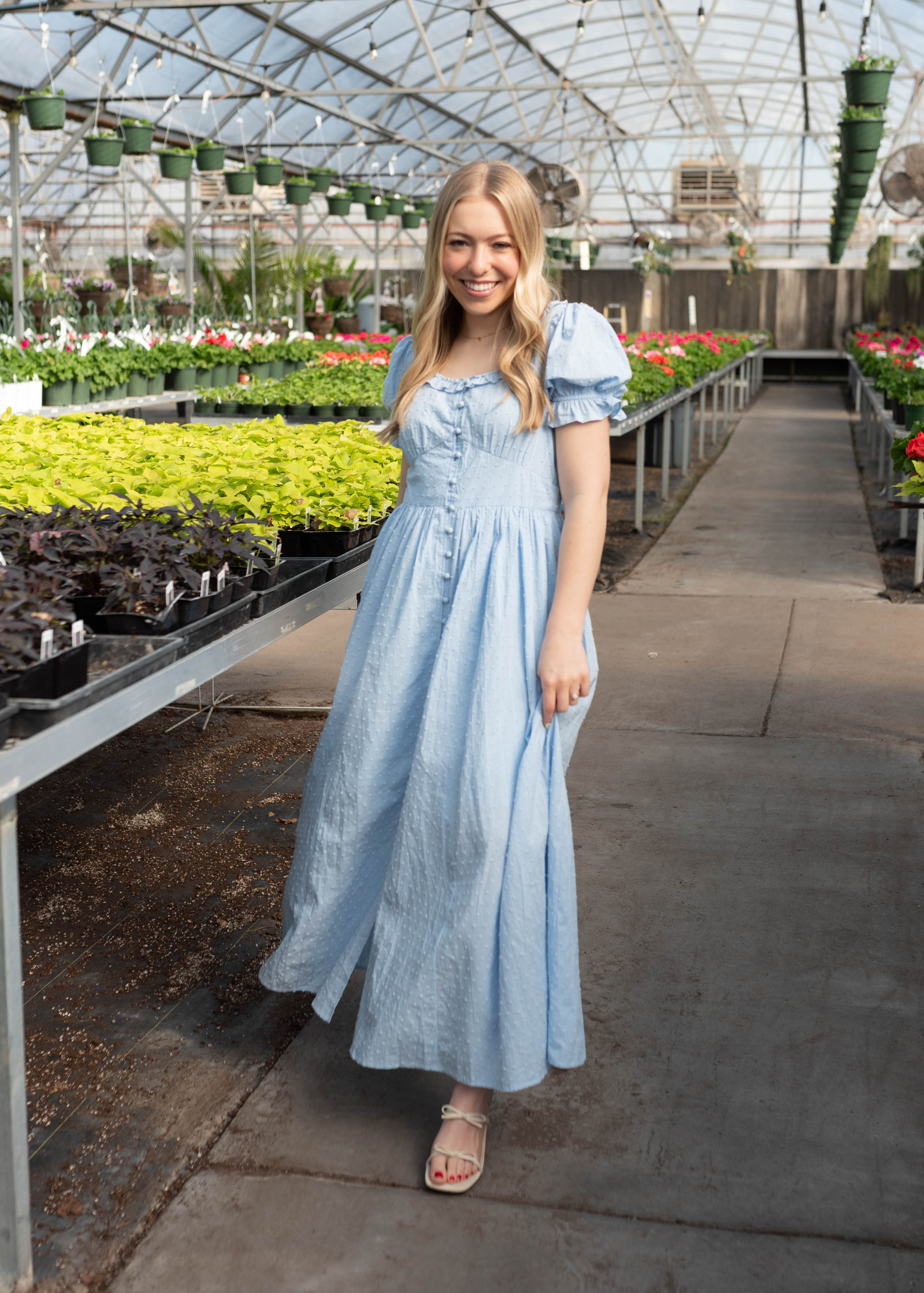Linda Blue Swiss Dot Dress