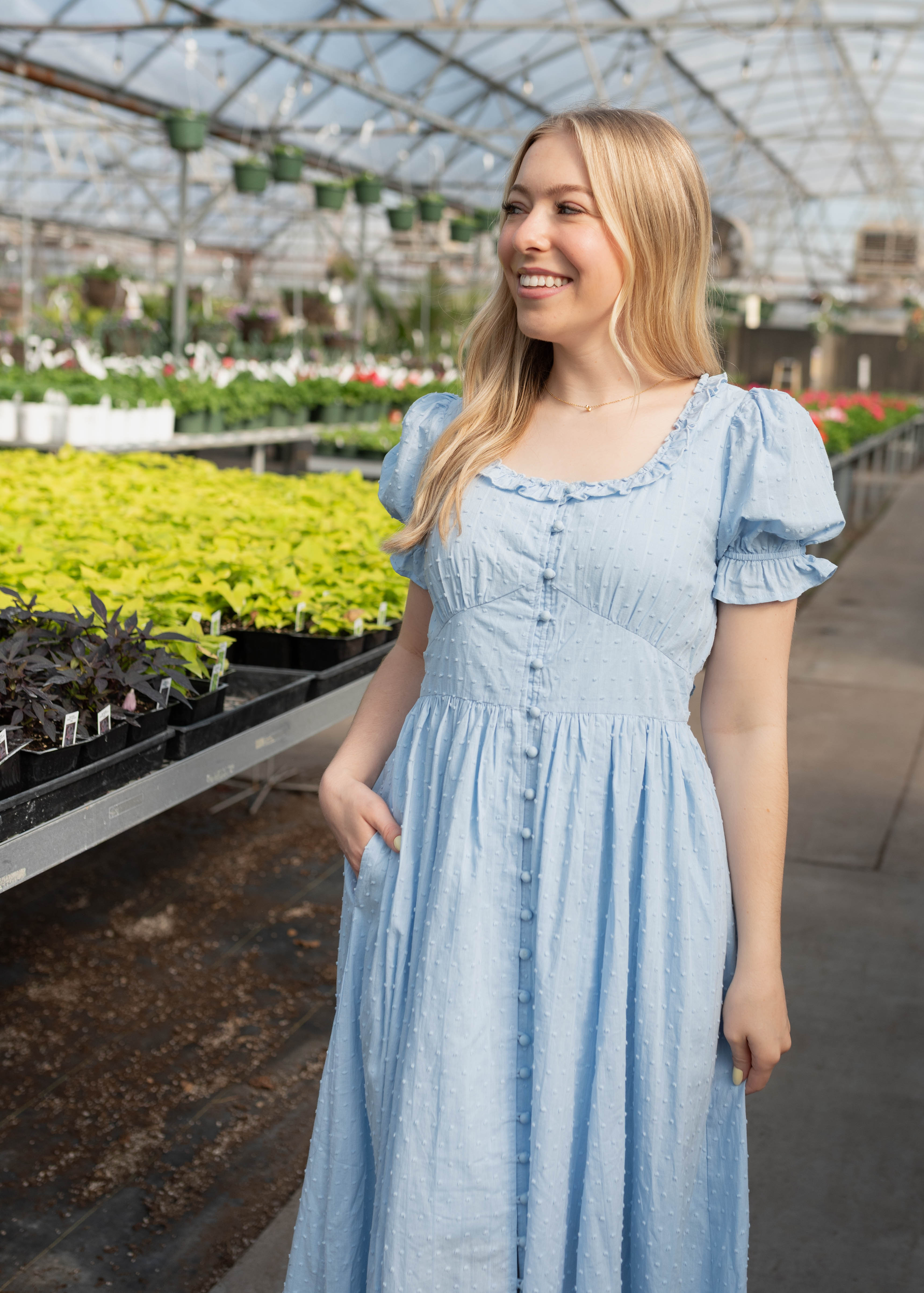 Linda Blue Swiss Dot Dress