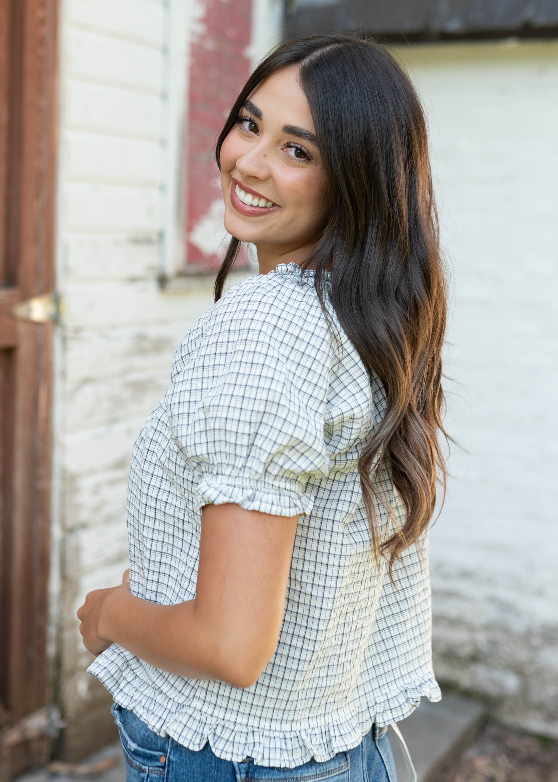 Liv Ivory Patterned Blouse