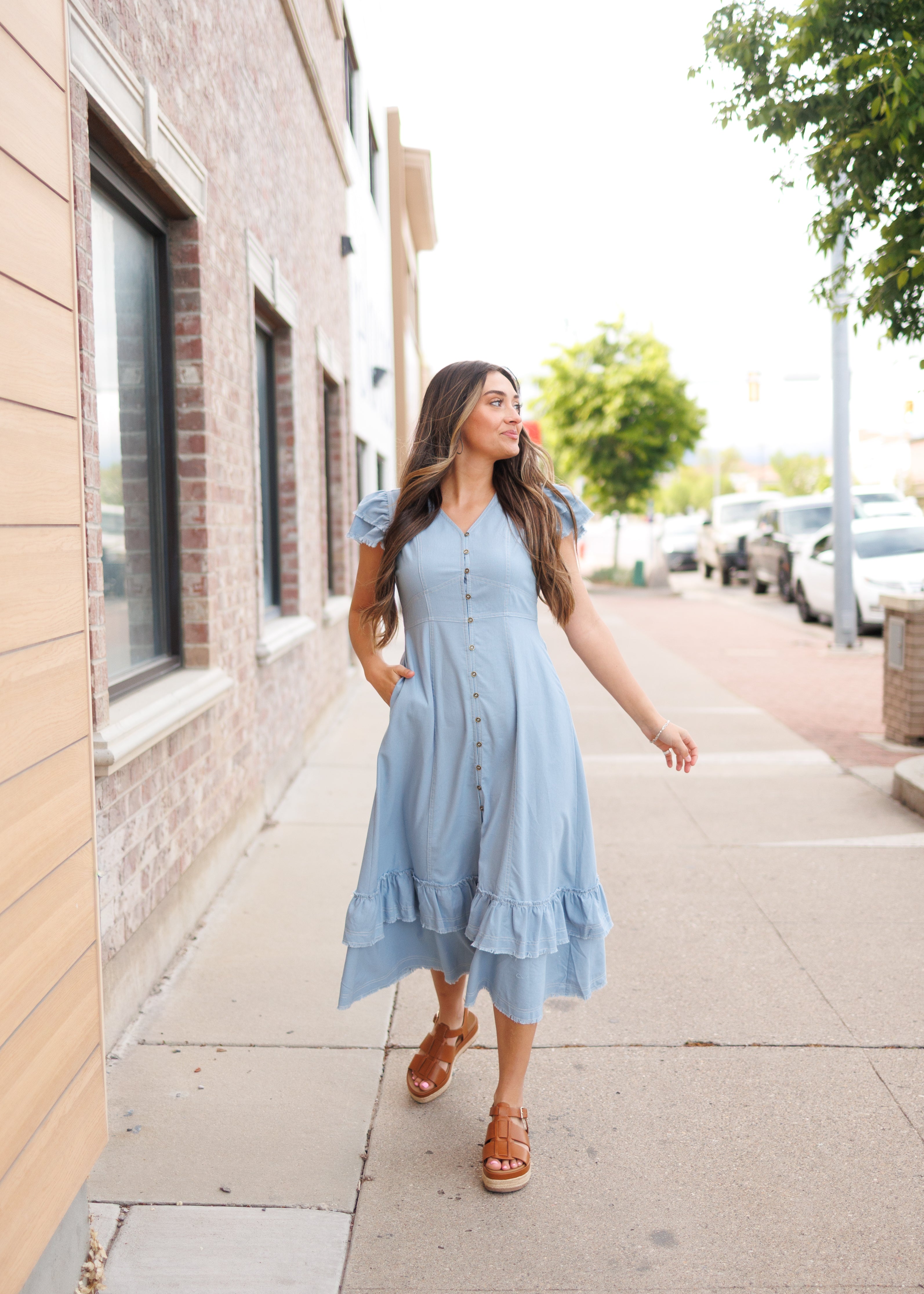 Lola Chambray Button Up Dress