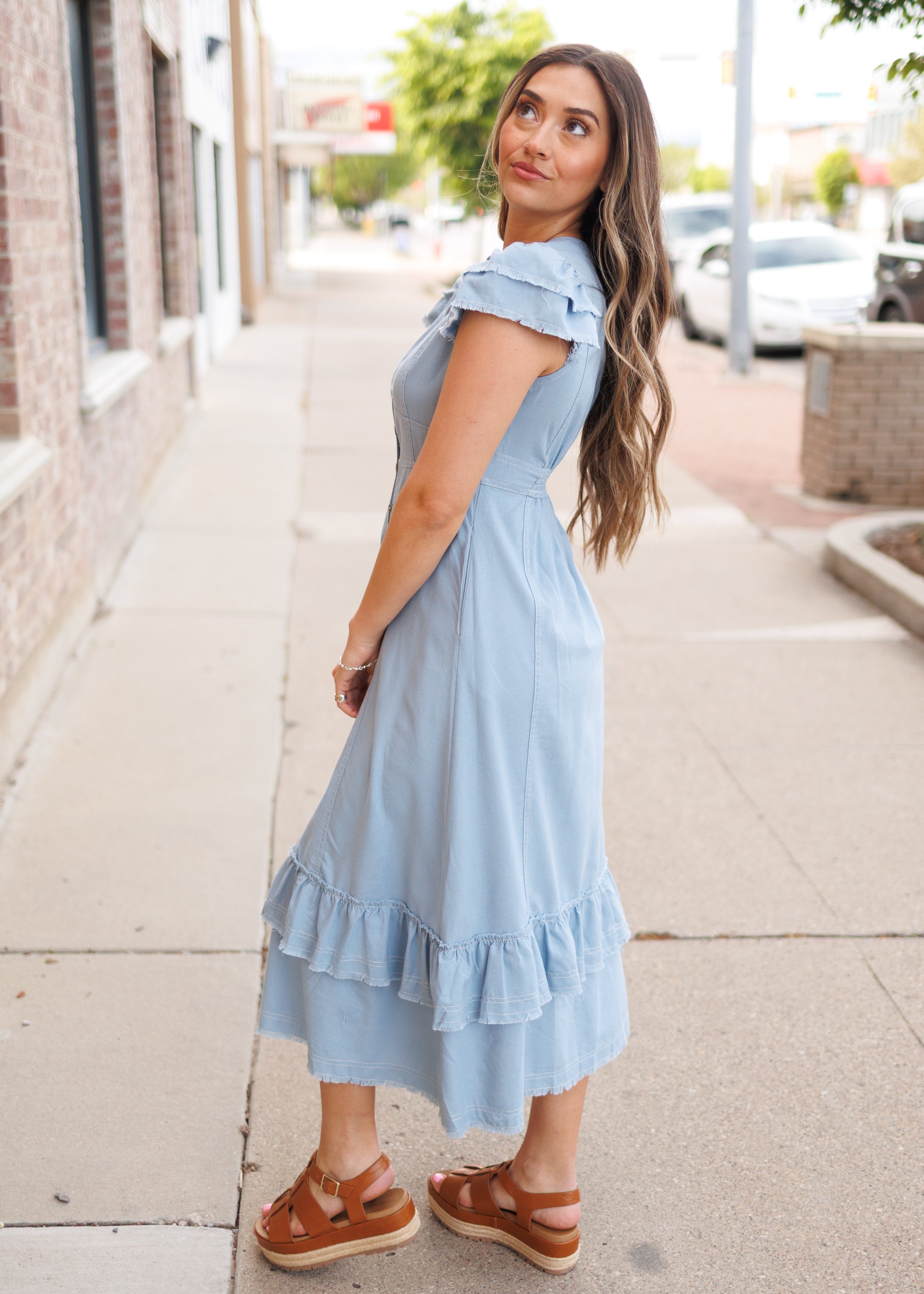 Lola Chambray Button Up Dress