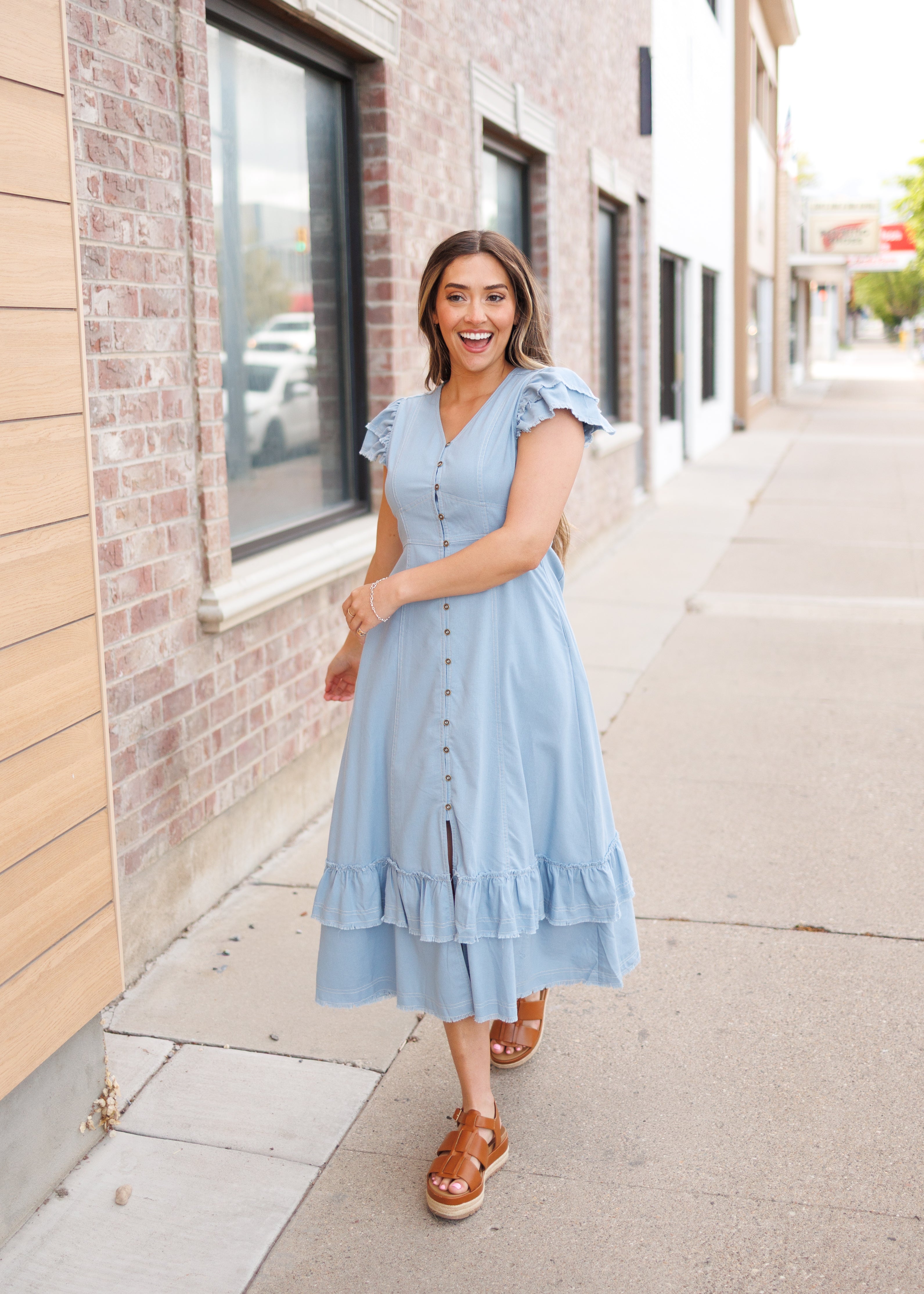 Lola Chambray Button Up Dress