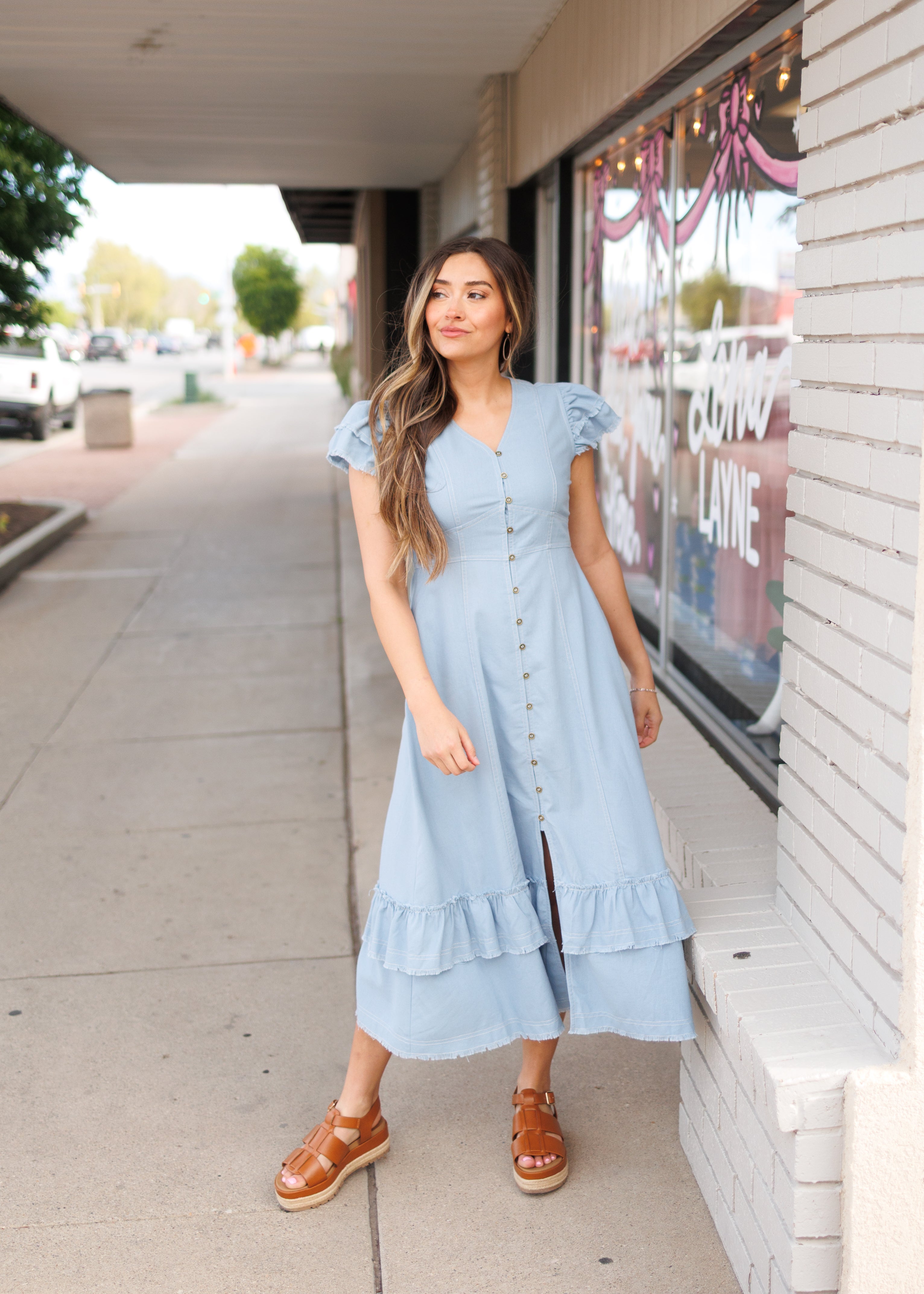 Lola Chambray Button Up Dress