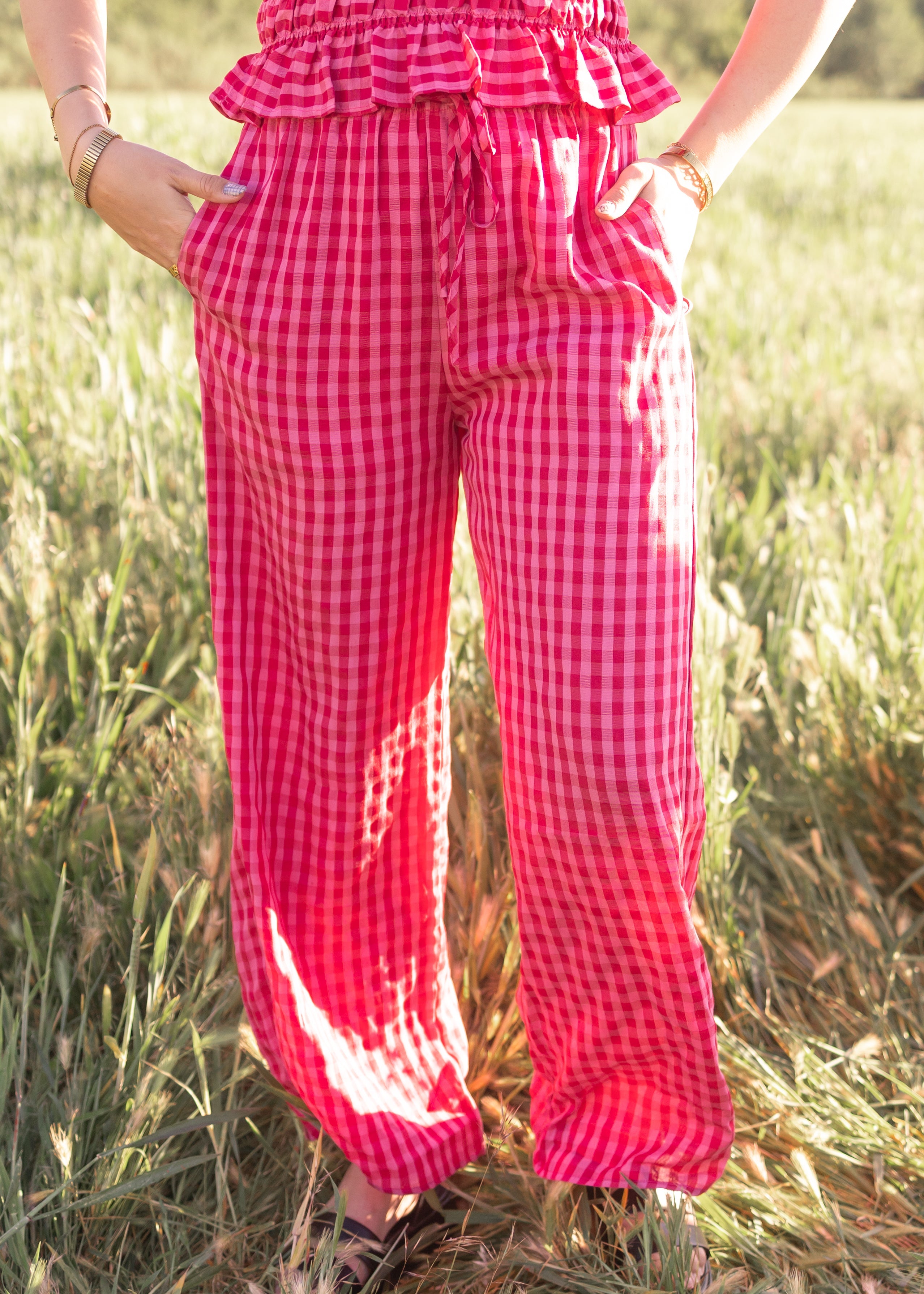 Lottie Fuchsia Gingham Pants
