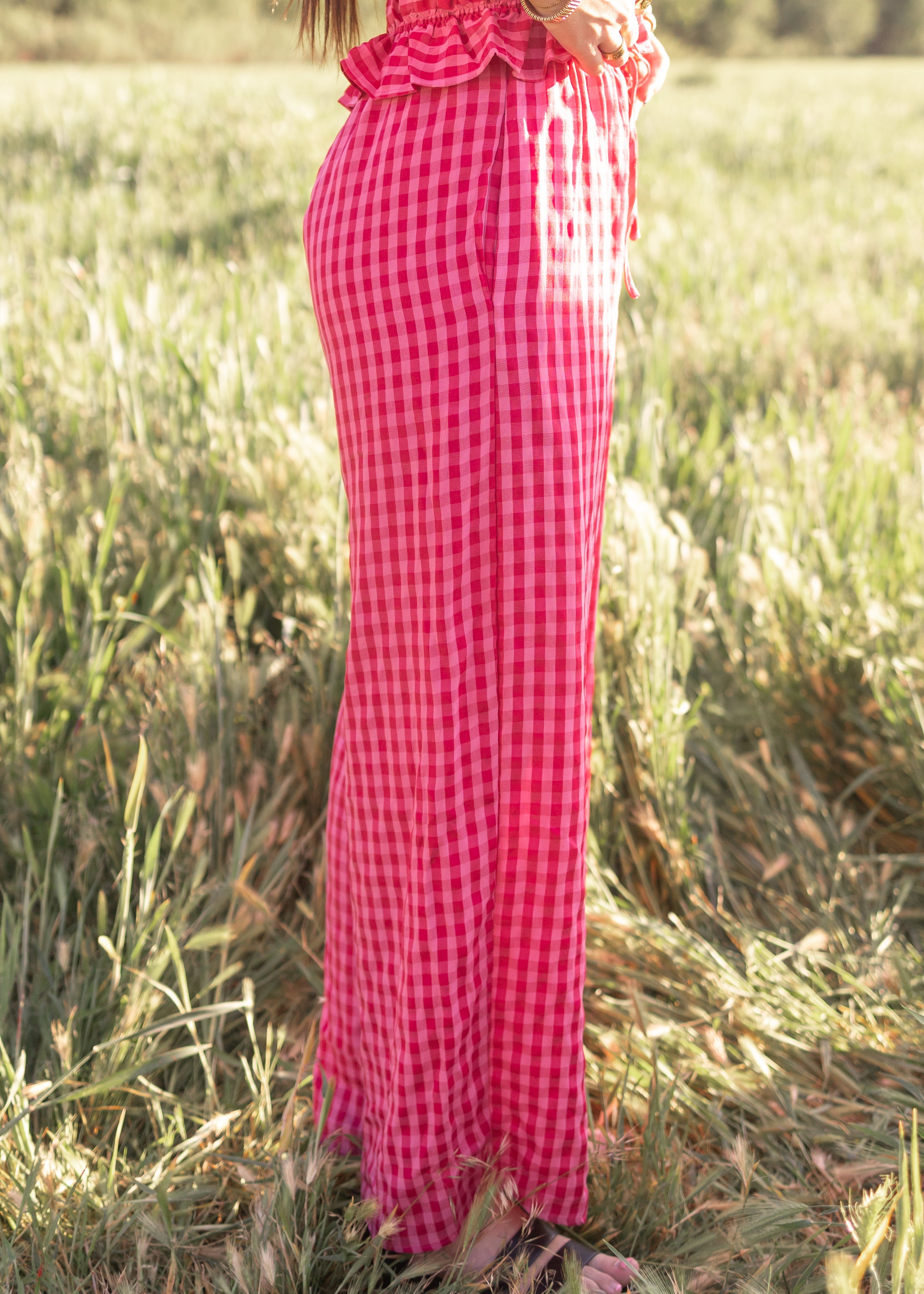 Lottie Fuchsia Gingham Pants