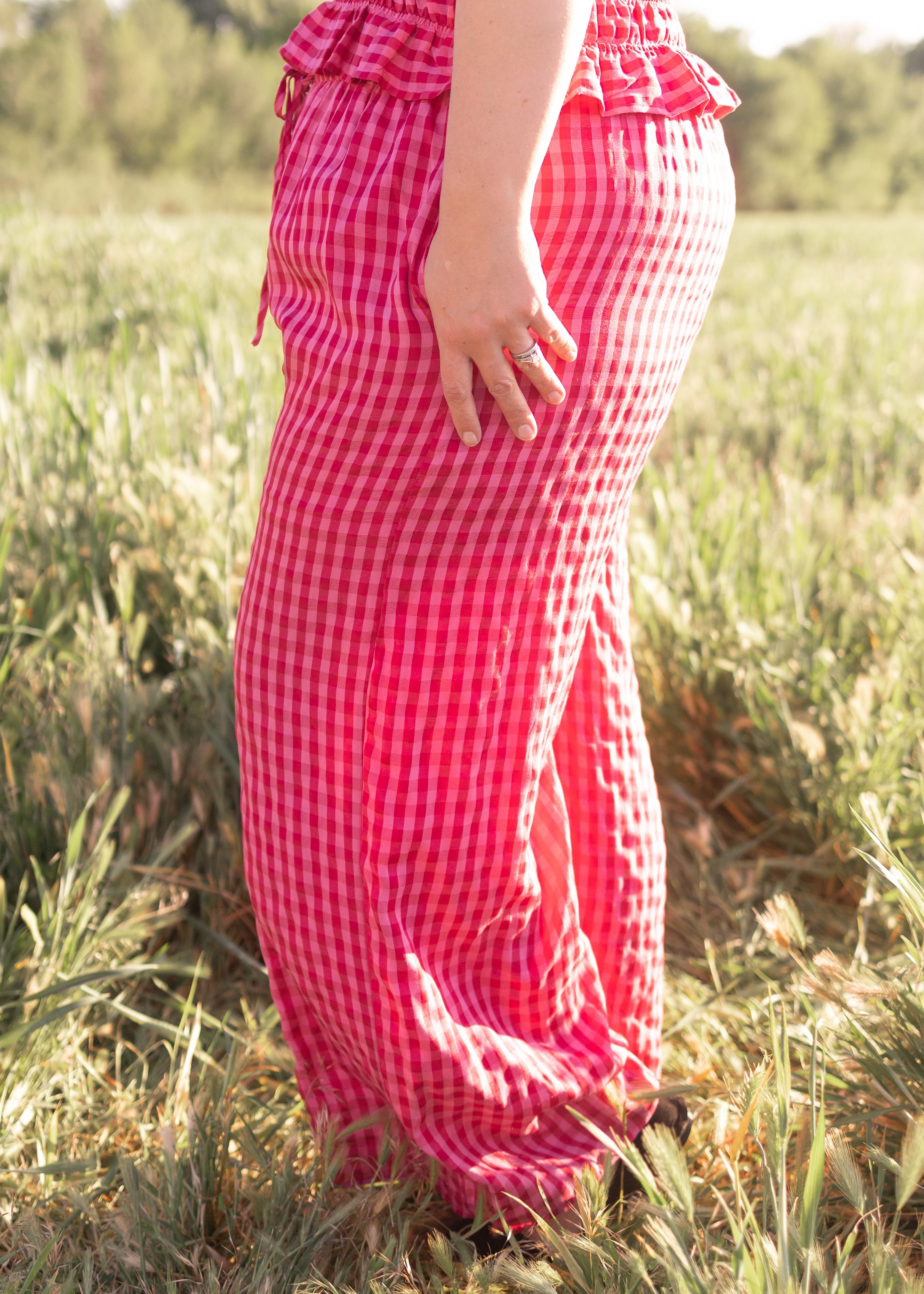Lottie Fuchsia Gingham Pants