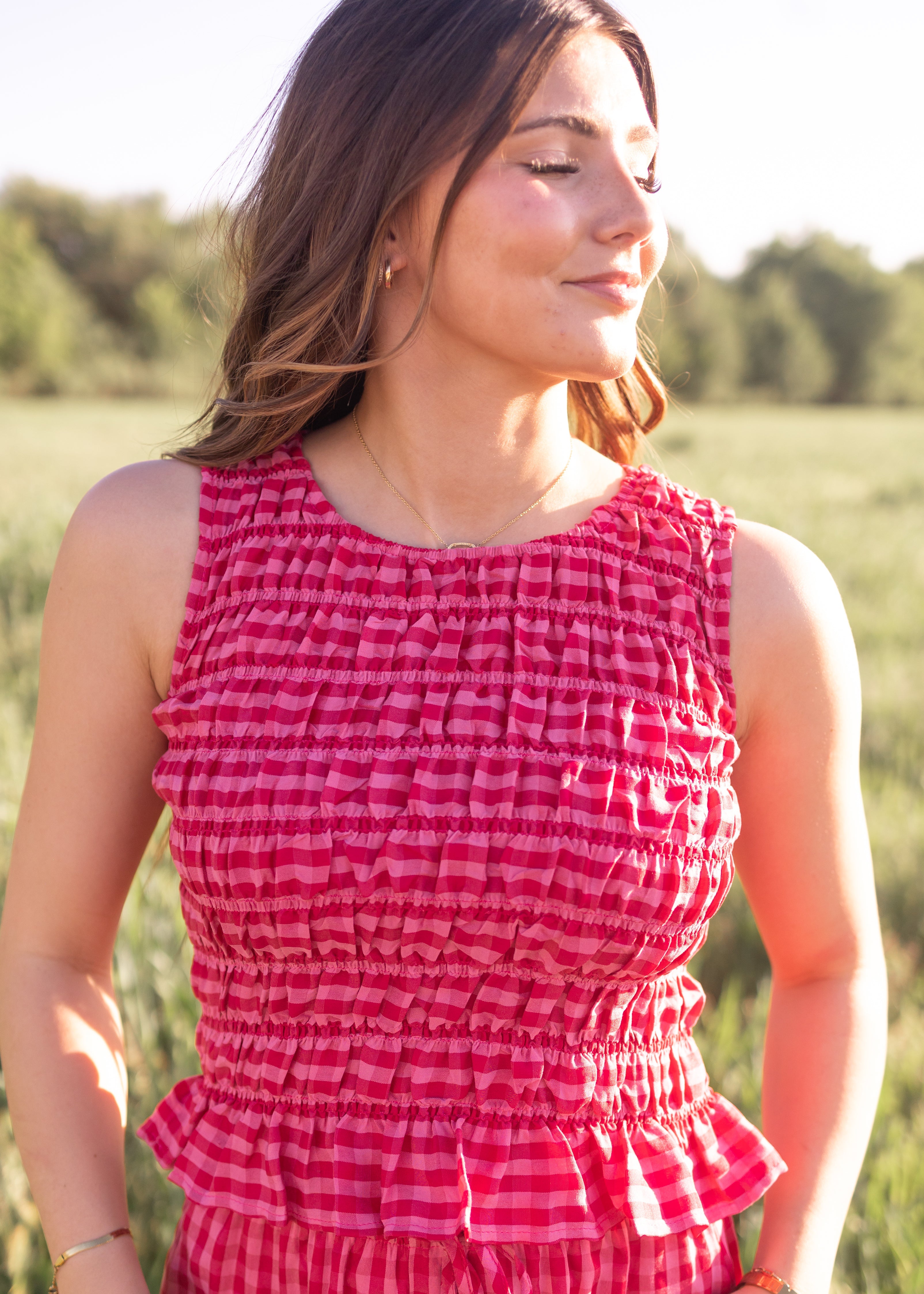 Lottie Fuchsia Gingham Tank