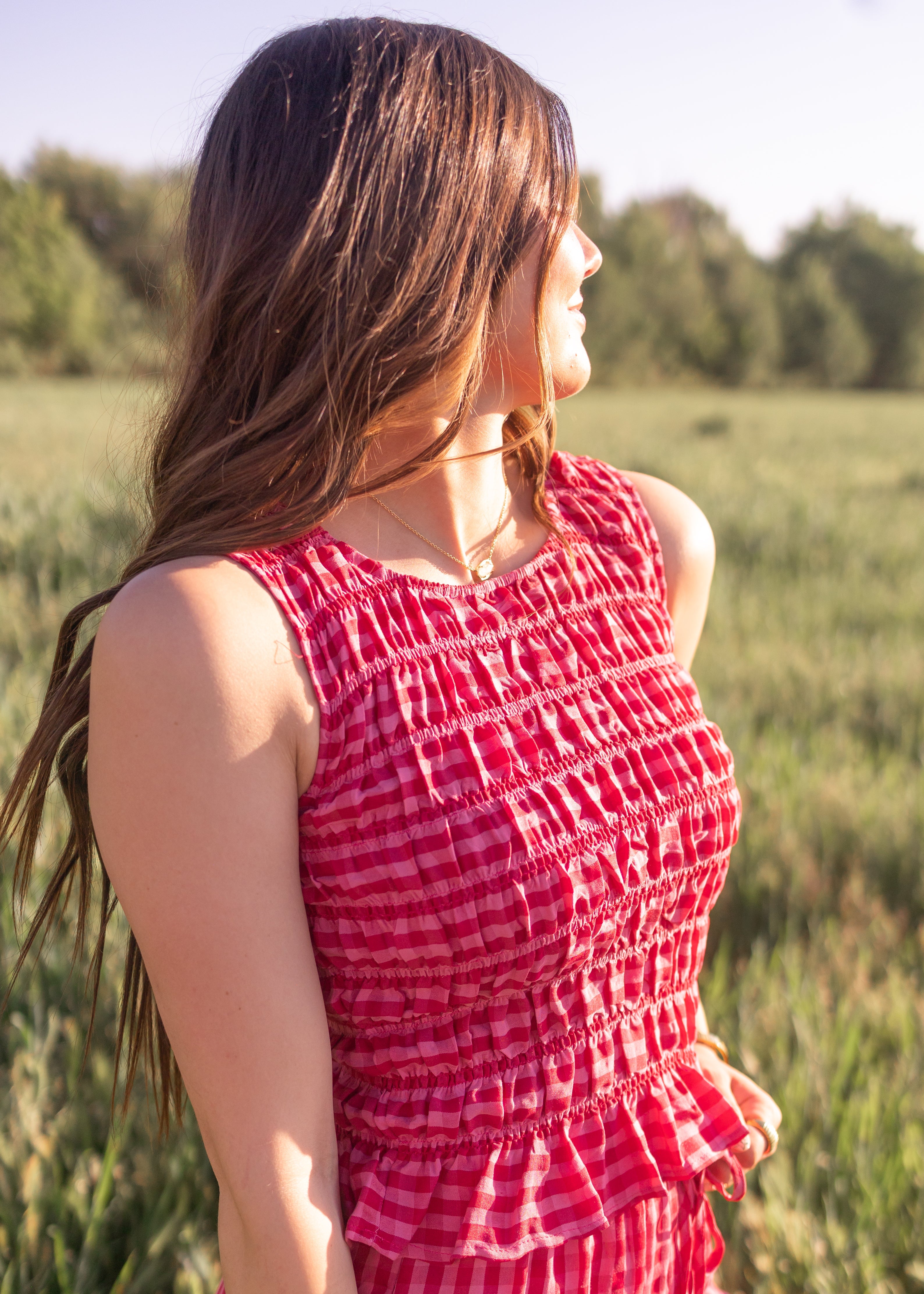 Lottie Fuchsia Gingham Tank