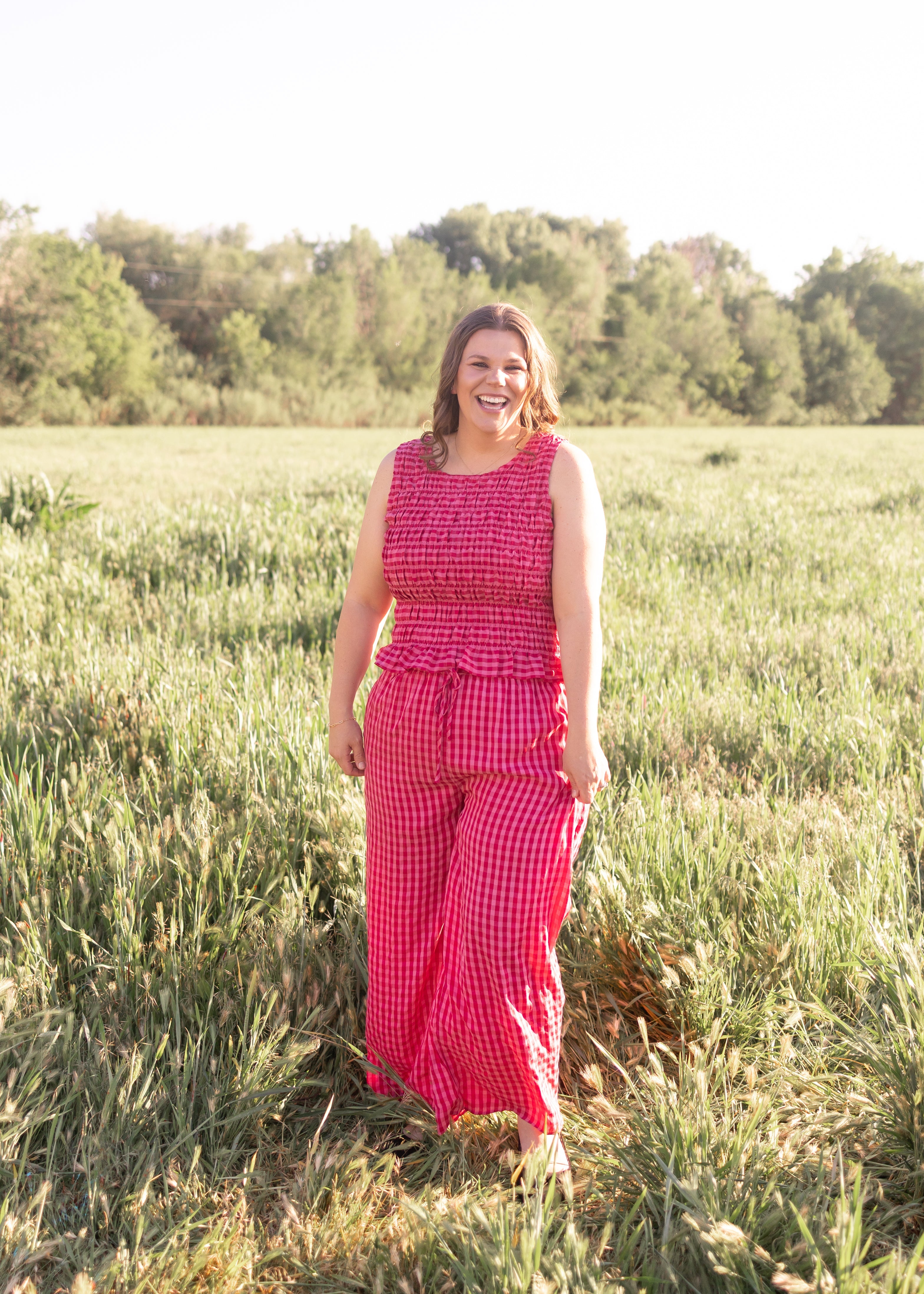Lottie Fuchsia Gingham Tank