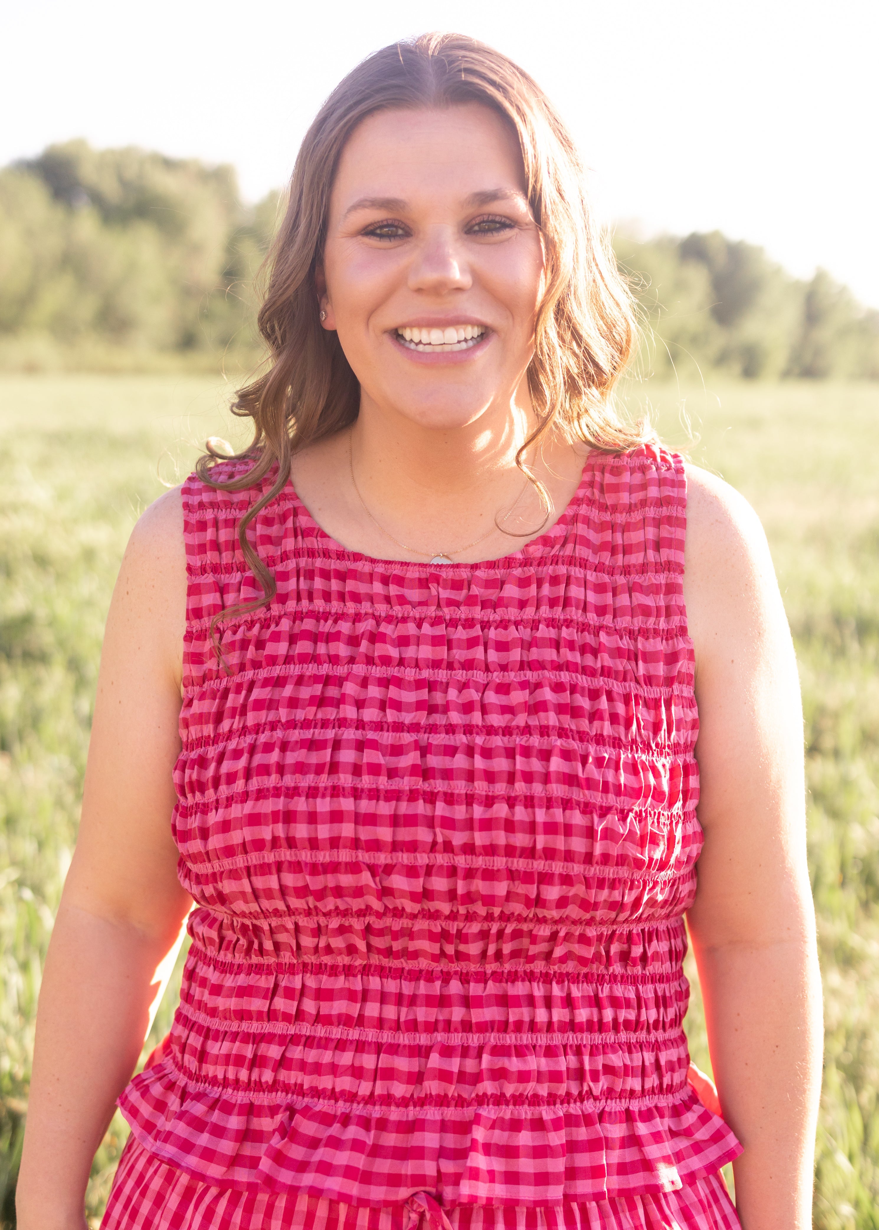 Lottie Fuchsia Gingham Tank