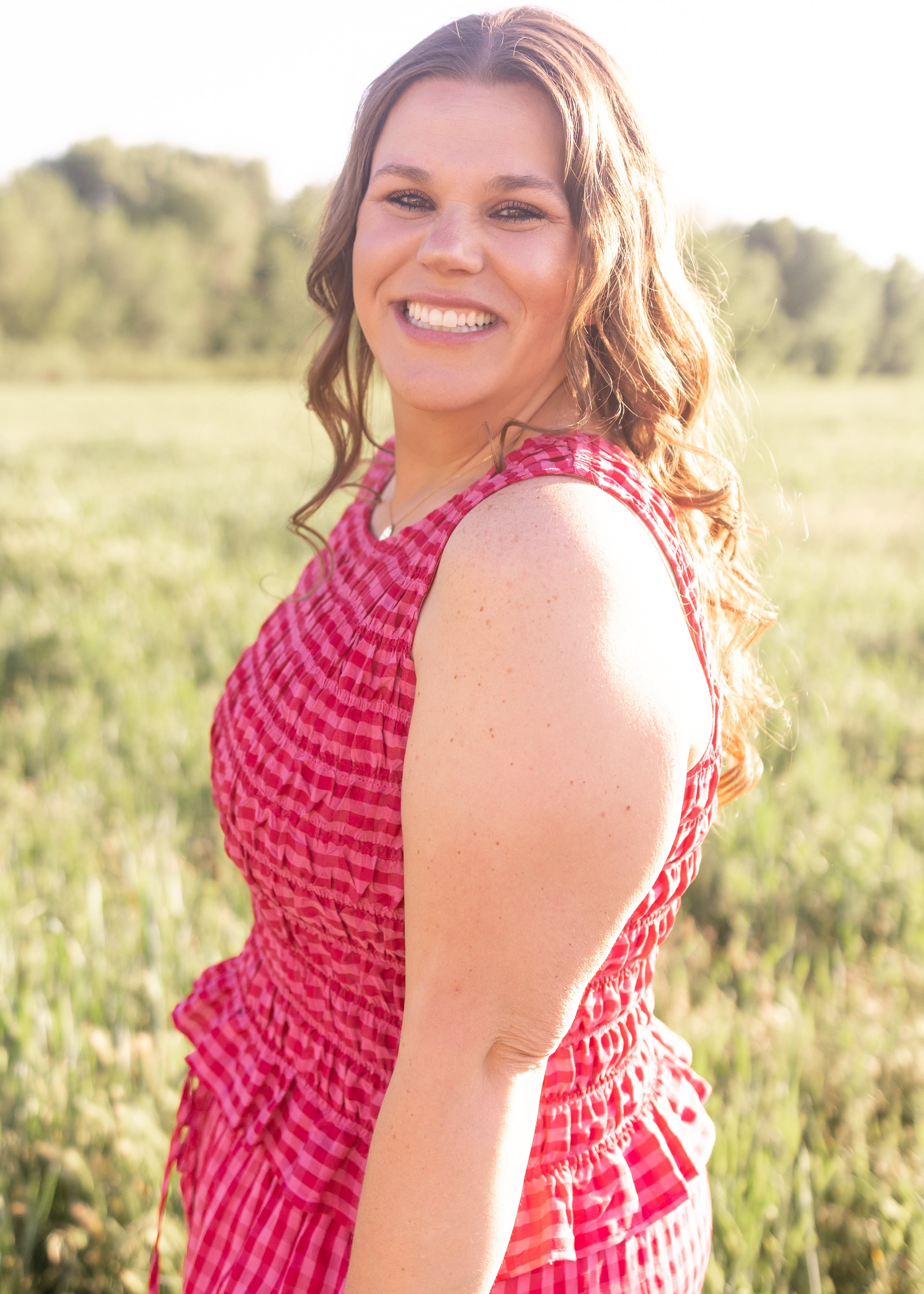 Lottie Fuchsia Gingham Tank