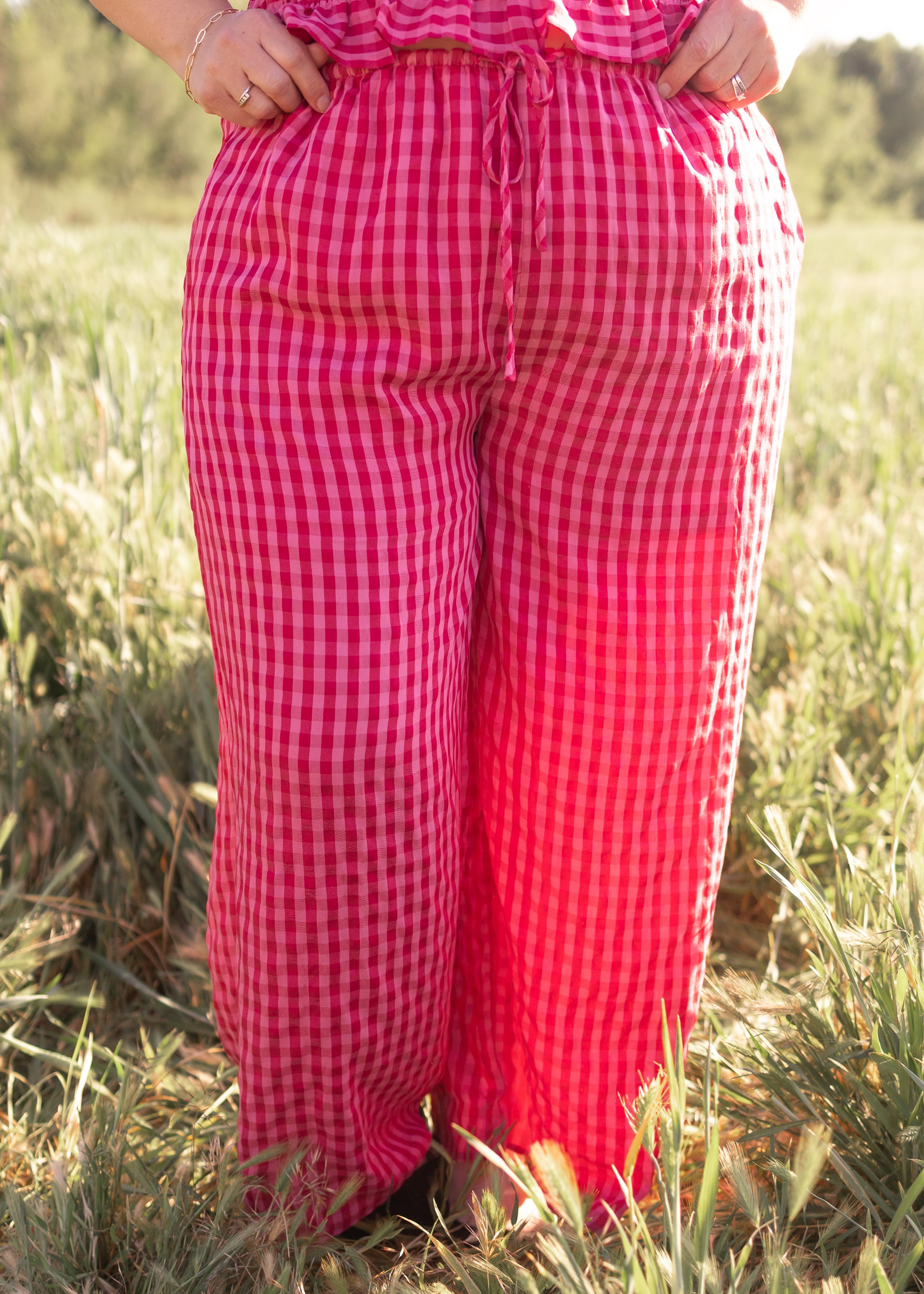 Lottie Fuchsia Gingham Pants