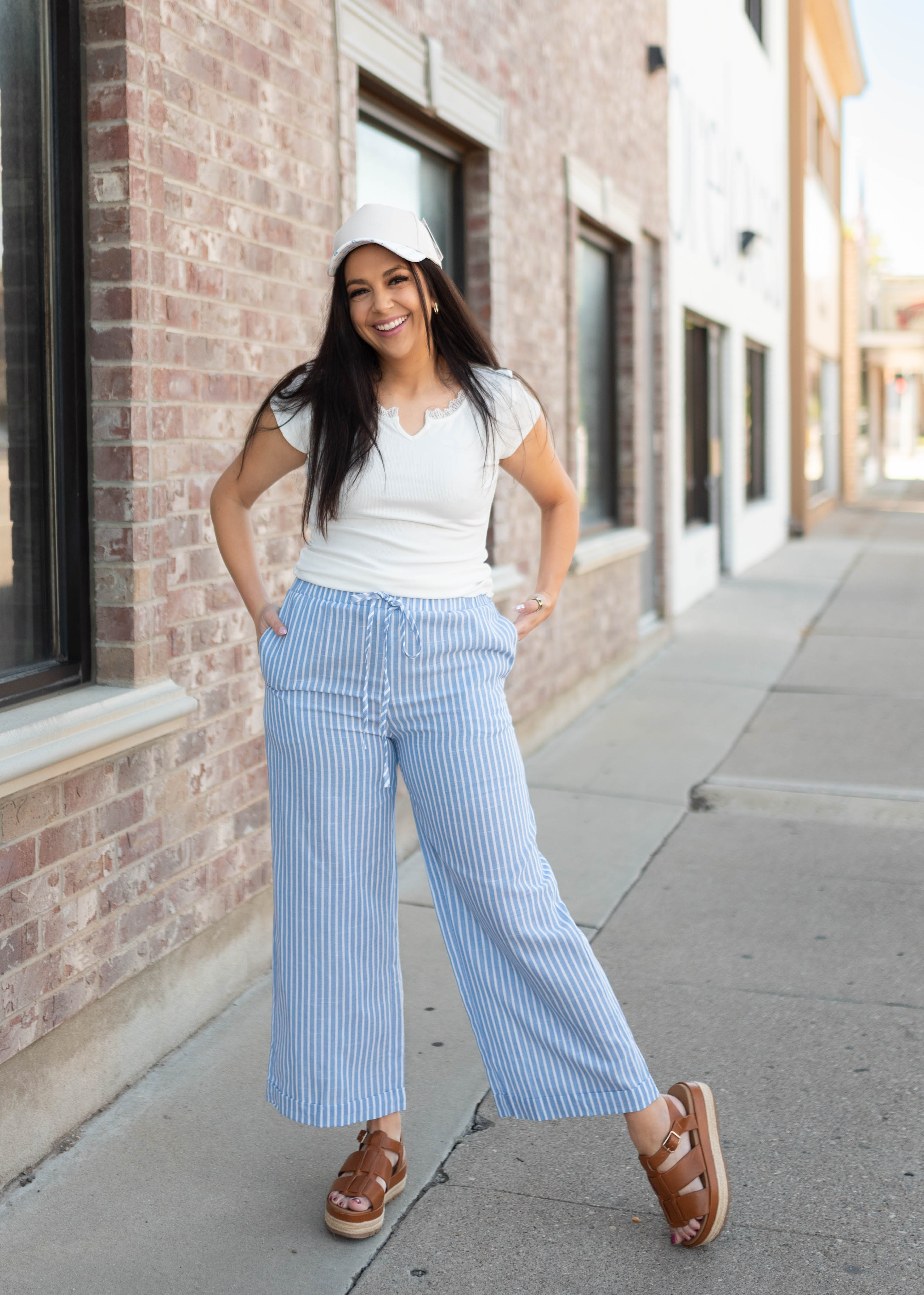 Lucille Light Blue Striped Pants