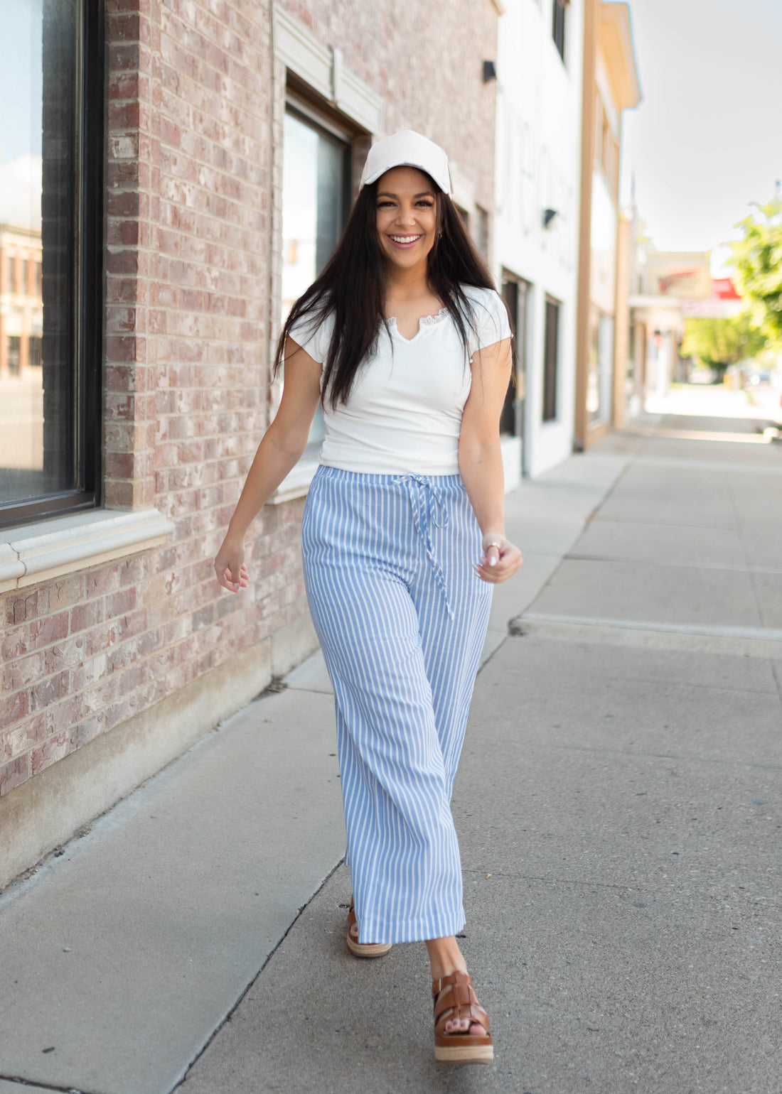 Lucille Light Blue Striped Pants