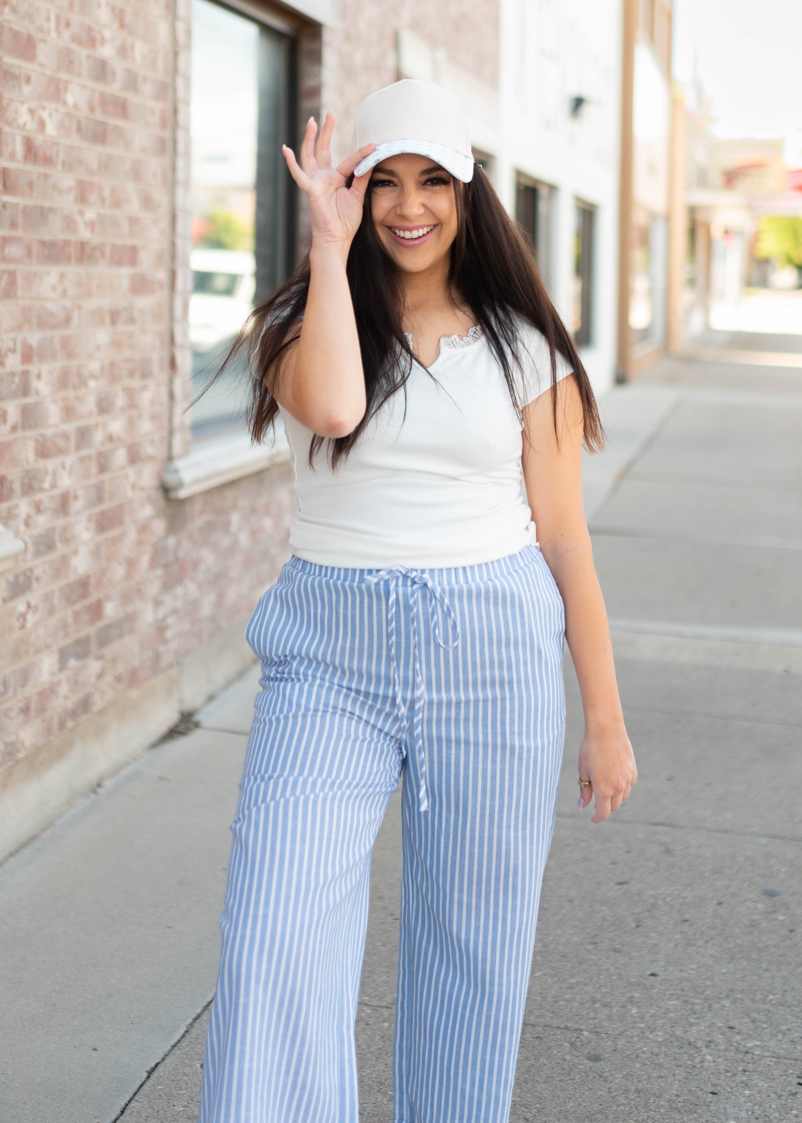 Lucille Light Blue Striped Pants