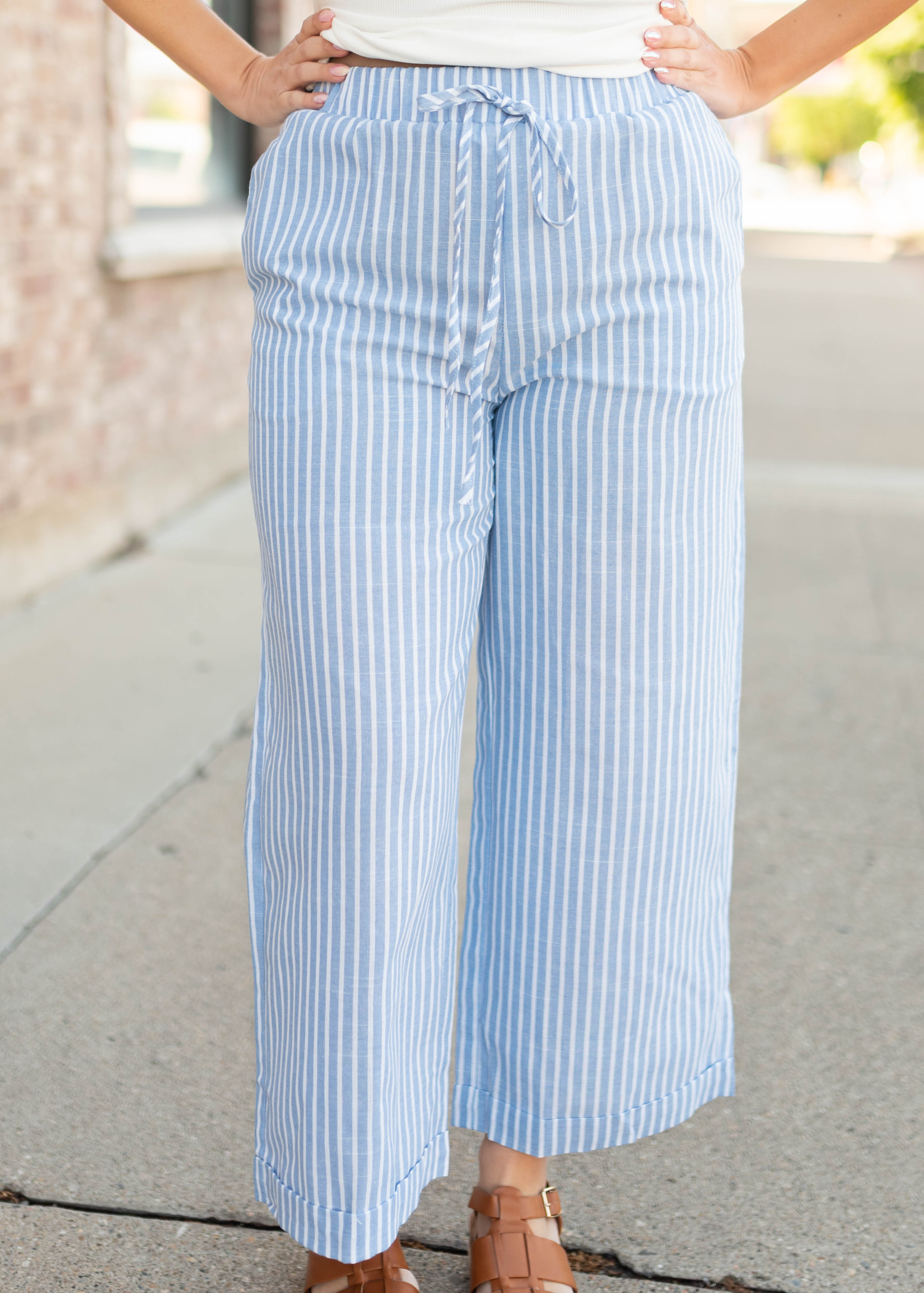 Lucille Light Blue Striped Pants