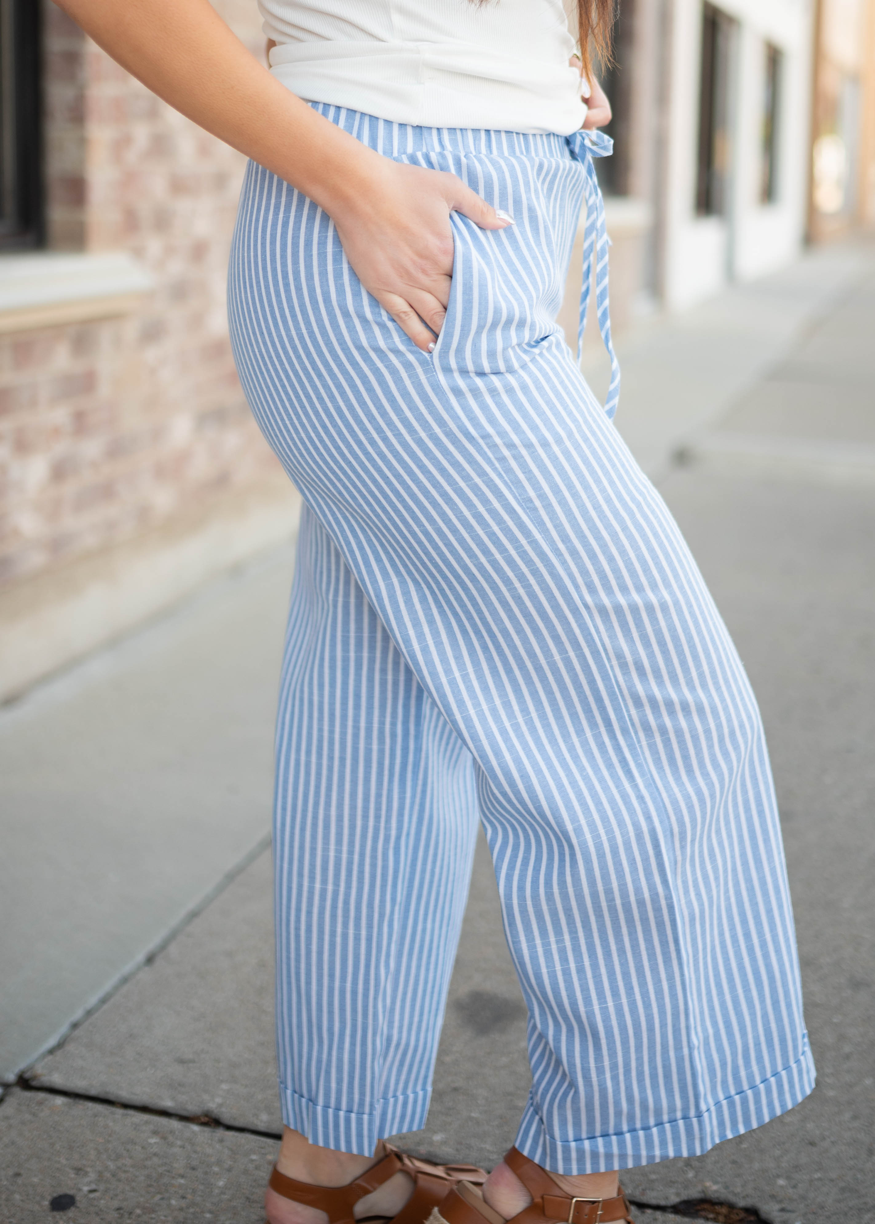 Lucille Light Blue Striped Pants